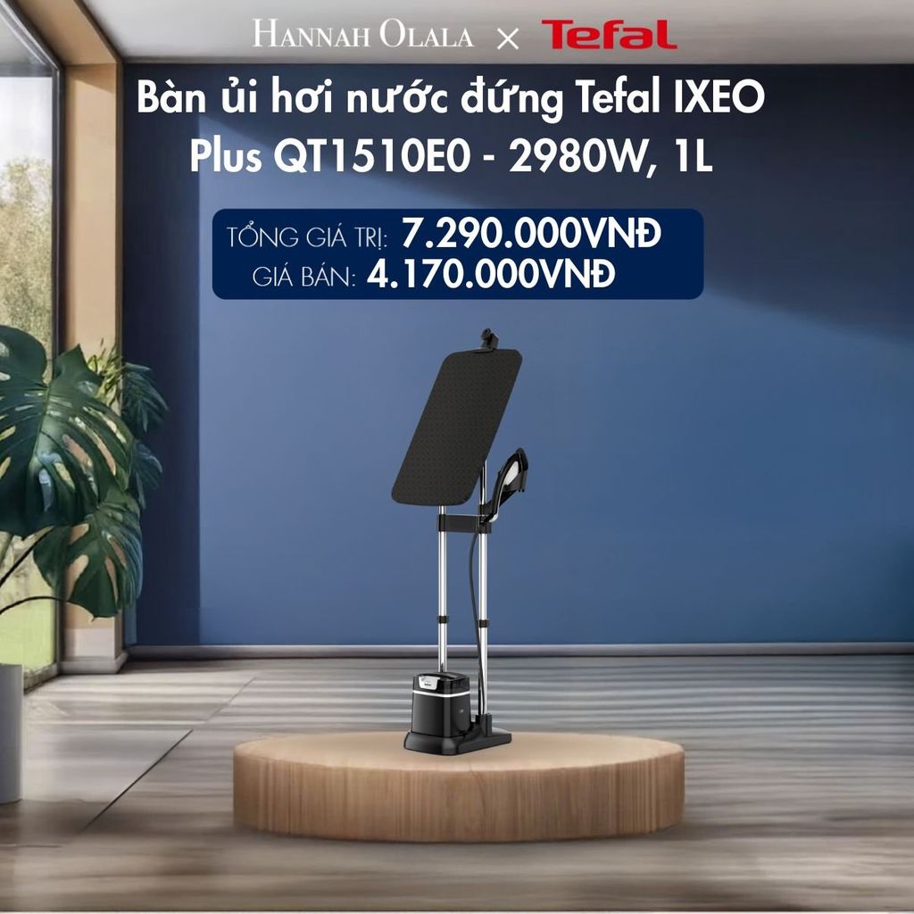 M139_DEAL 3.1: BÀN ỦI HƠI NƯỚC ĐỨNG TEFAL IXEO PLUS QT1510E0 - 2980W, 1L