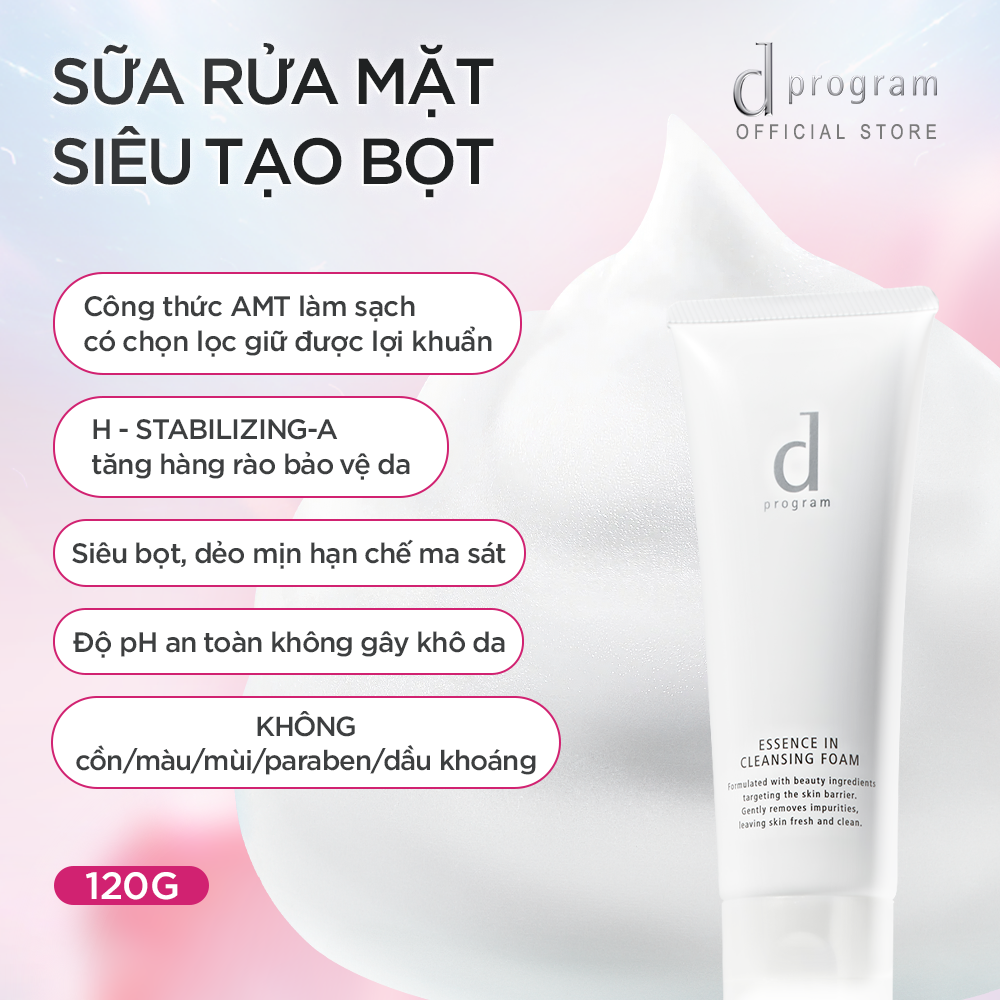 DEAL 7: BỘ SỮA RỬA MẶT TẠO BỌT DƯỠNG DA DPROGRAM ESSENCE IN CLEANSING FOAM 120G X2