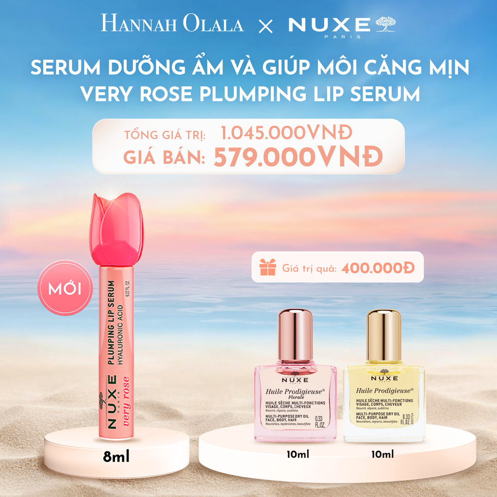C141_DEAL 1: SERUM DƯỠNG ẨM VÀ GIÚP MÔI CĂNG MỊN NUXE VERY ROSE PLUMPING LIP SERUM 8ML