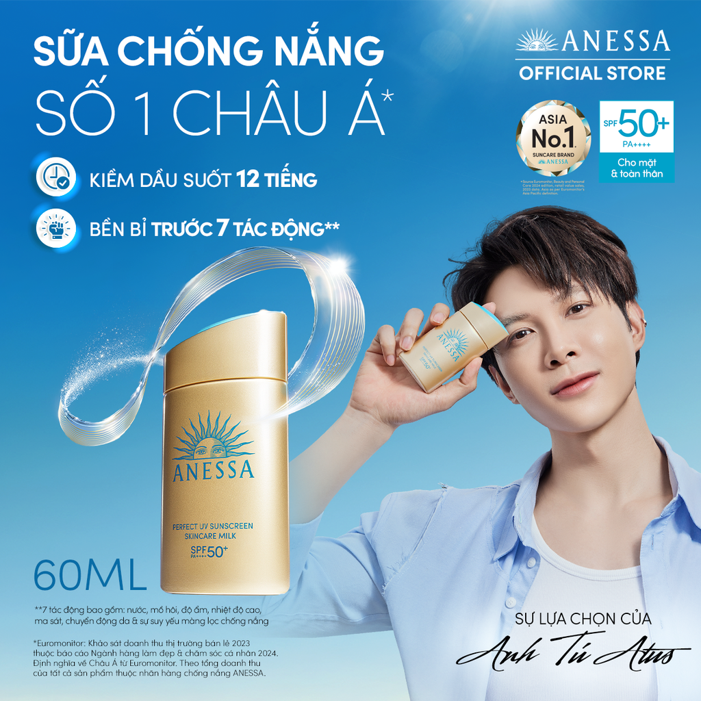 DEAL 8: SỮA CHỐNG NẮNG DƯỠNG DA KIỀM DẦU BẢO VỆ HOÀN HẢO ANESSA GOLD MILK SPF50+ PA++++ 60ML