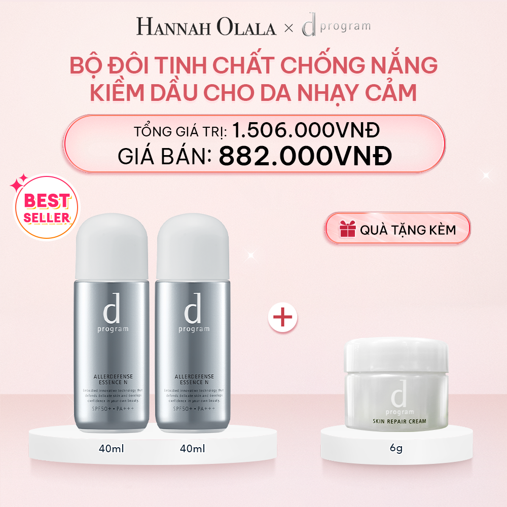 E107_DEAL 12: BỘ ĐÔI TINH CHẤT CHỐNG NẮNG KIỀM DẦU AN TOÀN CHO DA NHẠY CẢM D PROGRAM ALLERDEFENSE ESSENSE 40ML