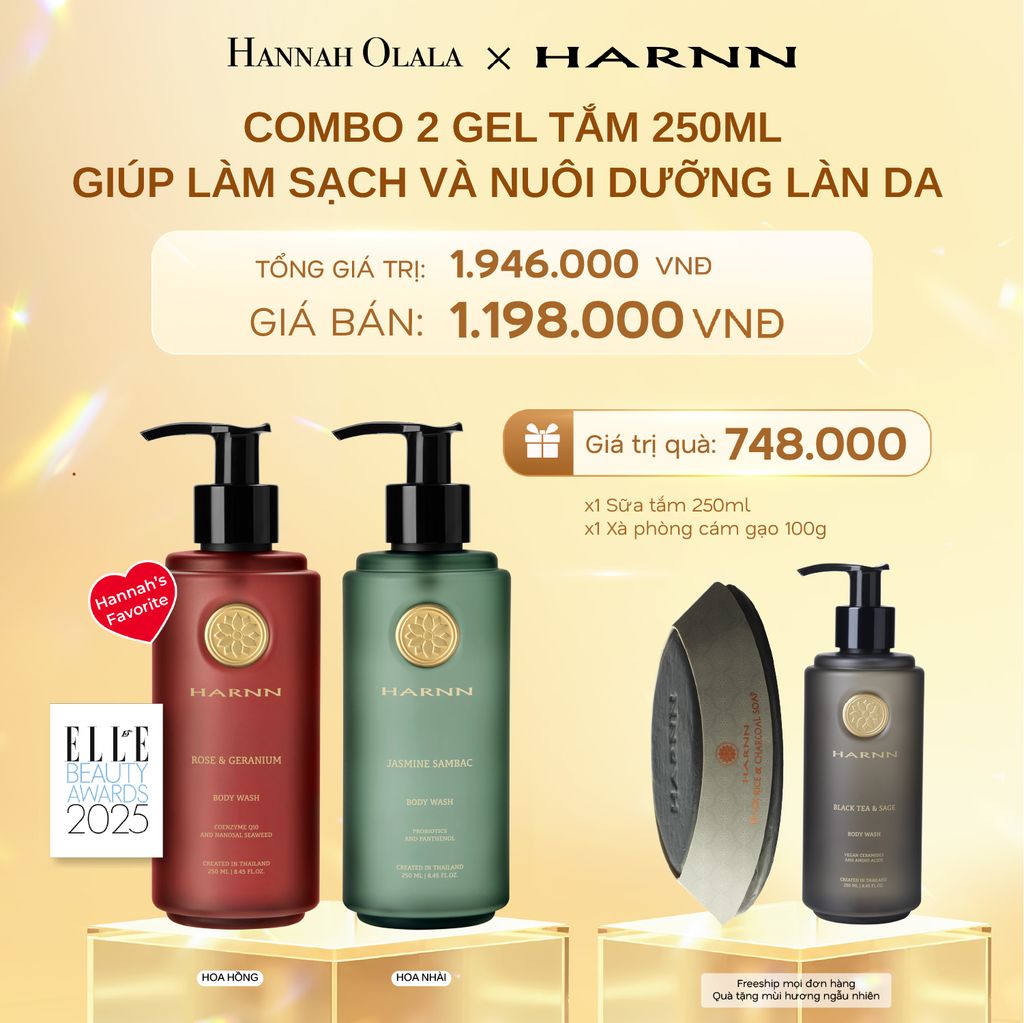 DEAL 1: COMBO 2 GEL TẮM HARNN 250ML GIÚP LÀM SẠCH VÀ NUÔI DƯỠNG LÀN DA