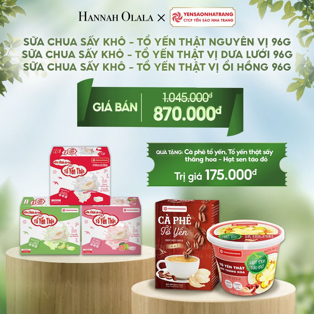 T42_DEAL 03: SCK - TỔ YẾN THẬT NGUYÊN VỊ 96G
SCK - TỔ YẾN THẬT VỊ DƯA LƯỚI 96G
SCK - TỔ YẾN THẬT VỊ ỔI HỒNG 96G