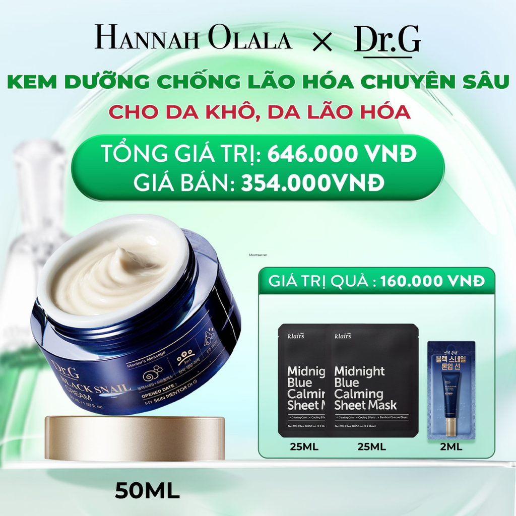 M53_DEAL 5: KEM DƯỠNG NGĂN NGỪA LÃO HÓA DA DRG BLACK SNAIL CREAM 50ML