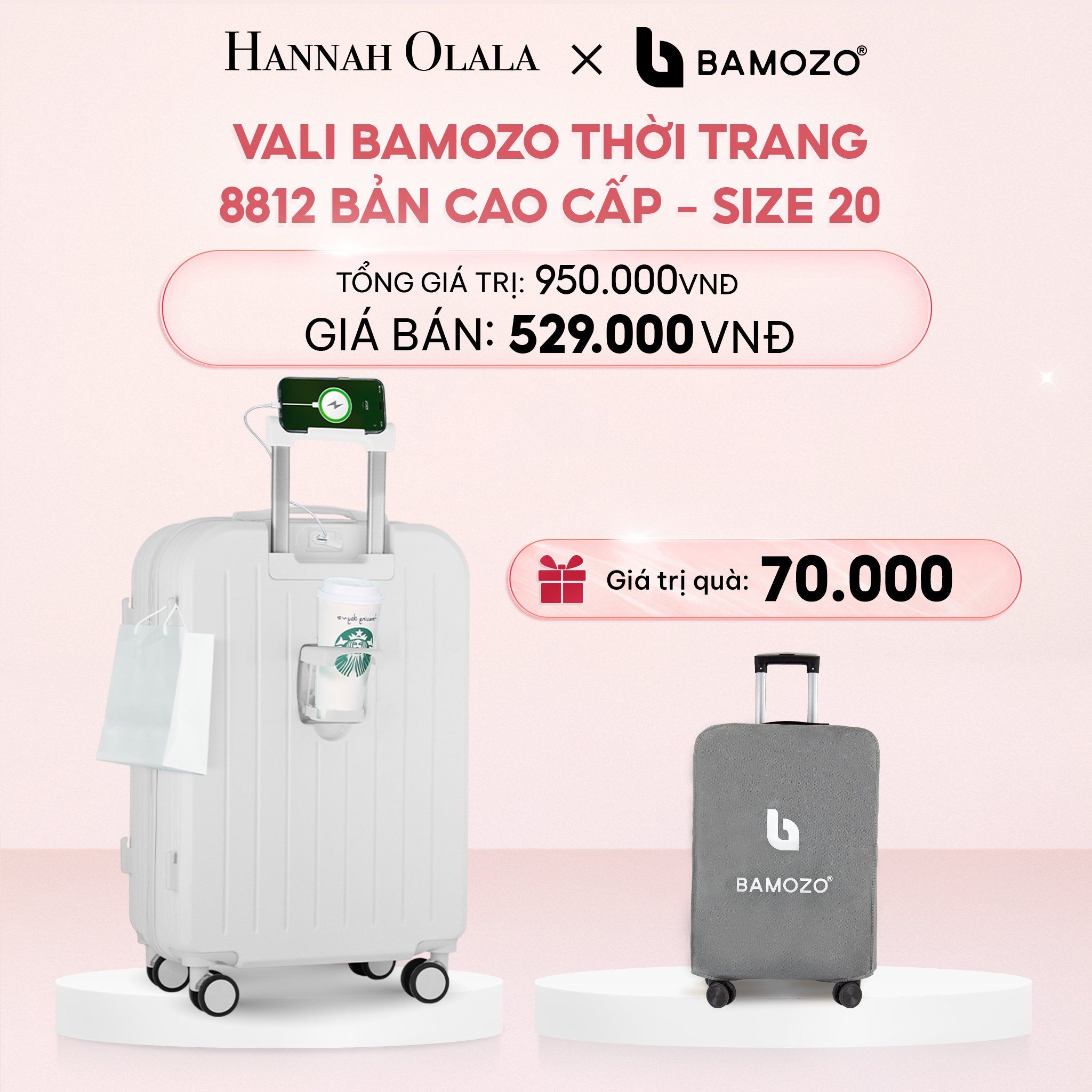 E40_DEAL 3: VALI BAMOZO 8812 CAO CẤP (TẶNG BỌC VALI)