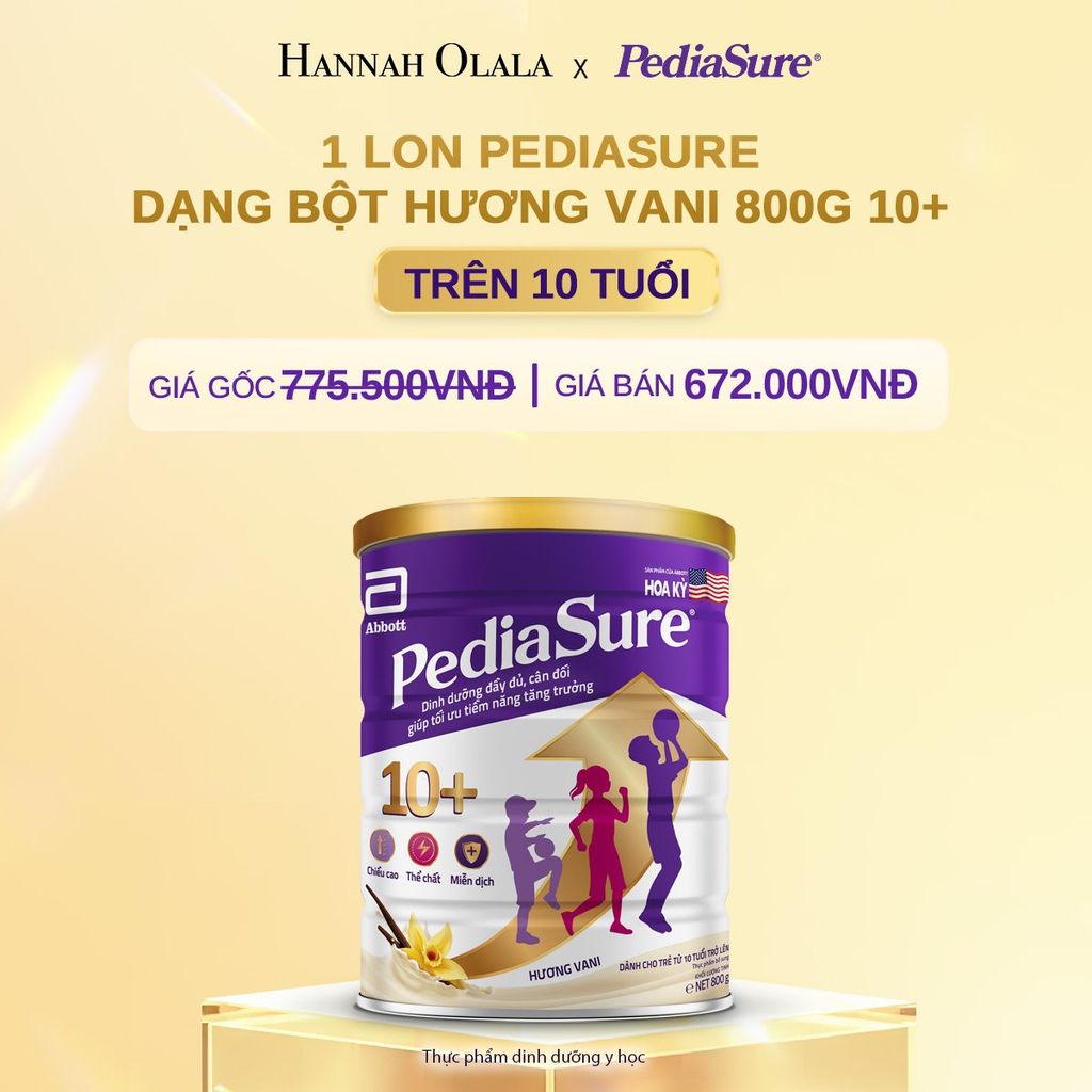 DEAL 2: 1 LON PEDIASURE DẠNG BỘT HƯƠNG VANI 800G 10+