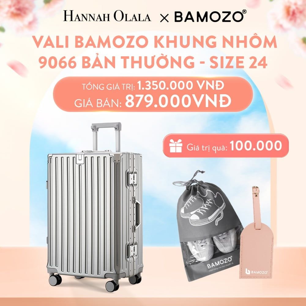 A57_DEAL 2: VALI BAMOZO KHUNG NHÔM 9066 BẢN THƯỜNG (TẶNG TÚI ĐỰNG GIÀY + TAG VALI DA)