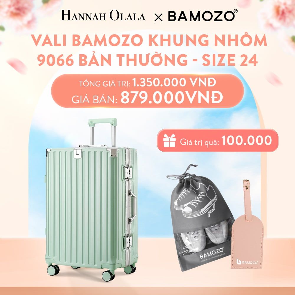 A57_DEAL 2: VALI BAMOZO KHUNG NHÔM 9066 BẢN THƯỜNG (TẶNG TÚI ĐỰNG GIÀY + TAG VALI DA)