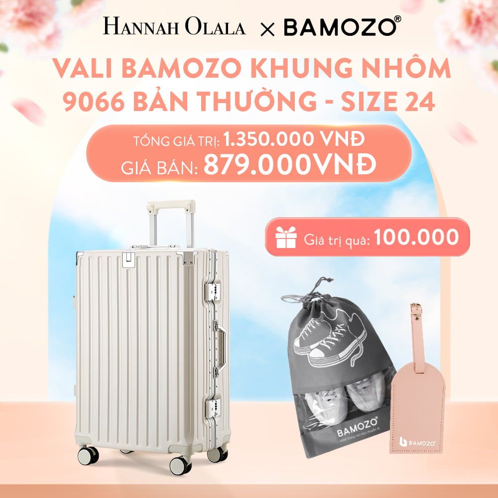 A57_DEAL 2: VALI BAMOZO KHUNG NHÔM 9066 BẢN THƯỜNG (TẶNG TÚI ĐỰNG GIÀY + TAG VALI DA)