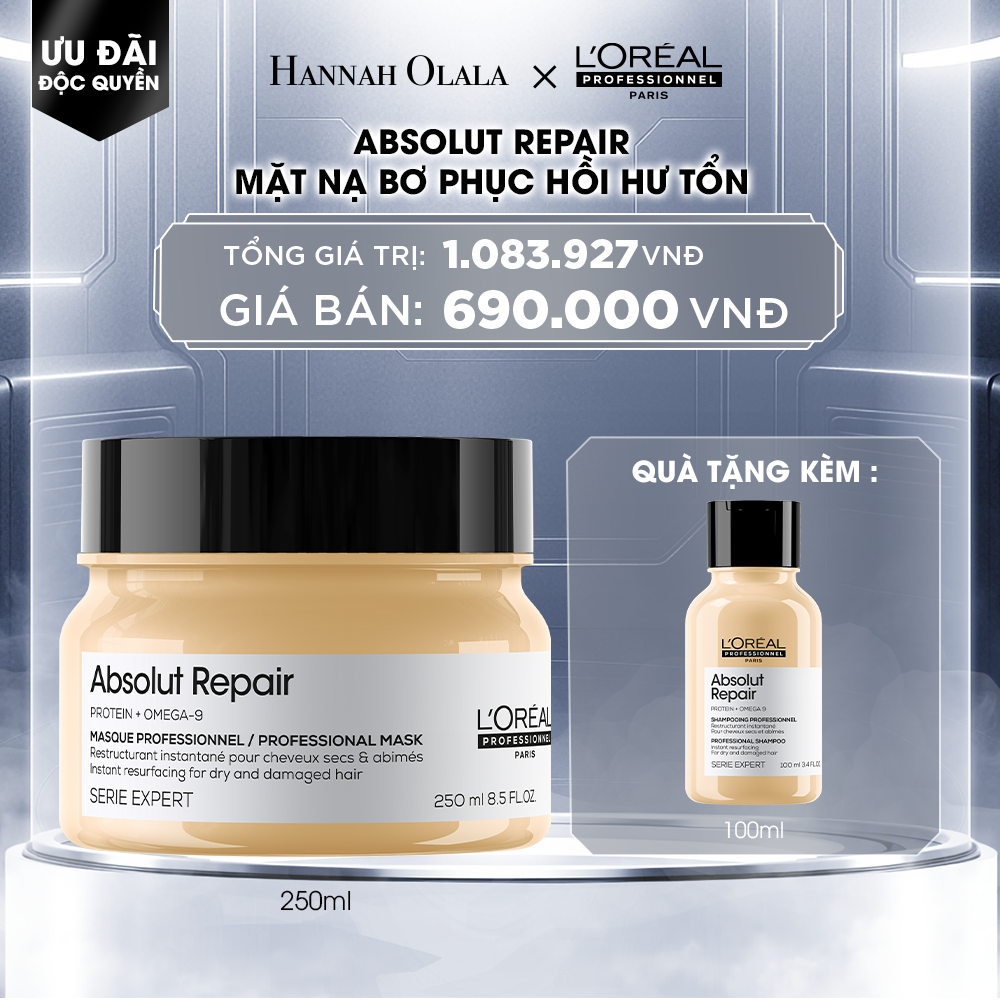 DEAL 6: MẶT NẠ BƠ PHỤC HỒI HƯ TỔN TOÀN DIỆN L'ORÉAL PROFESSIONNEL ABSOLUT REPAIR 250ML