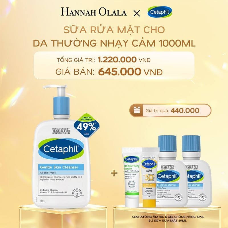 DEAL 1: SỮA RỬA MẶT DỊU LÀNH CHO DA NHẠY CẢM CETAPHIL GENTLE SKIN CLEANSER 1000ML
