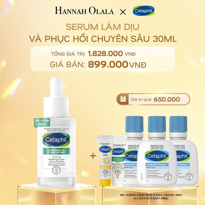 DEAL 4: TINH CHẤT LÀM DỊU VÀ PHỤC HỒI CHUYÊN SÂU CETAPHIL SOOTHING AND COMFORTING CICA RESTORING SERUM 30ML