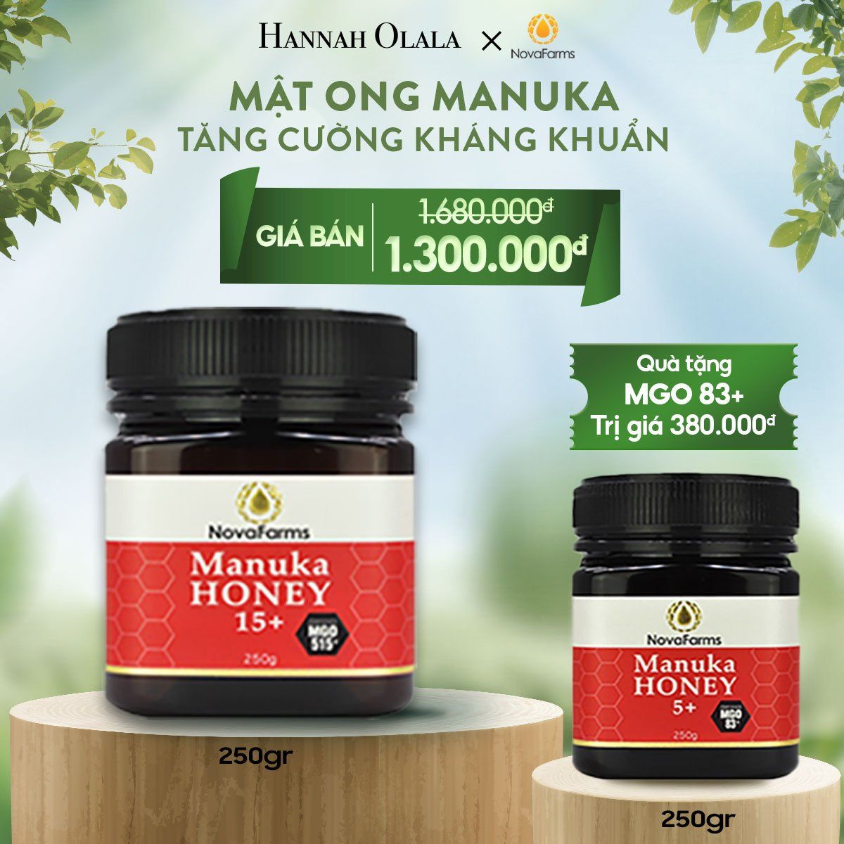 T11_DEAL 3: BỘ ĐÔI MẬT ONG MANUKA NOVAFARM- TĂNG CƯỜNG KHÁNG KHUẨN