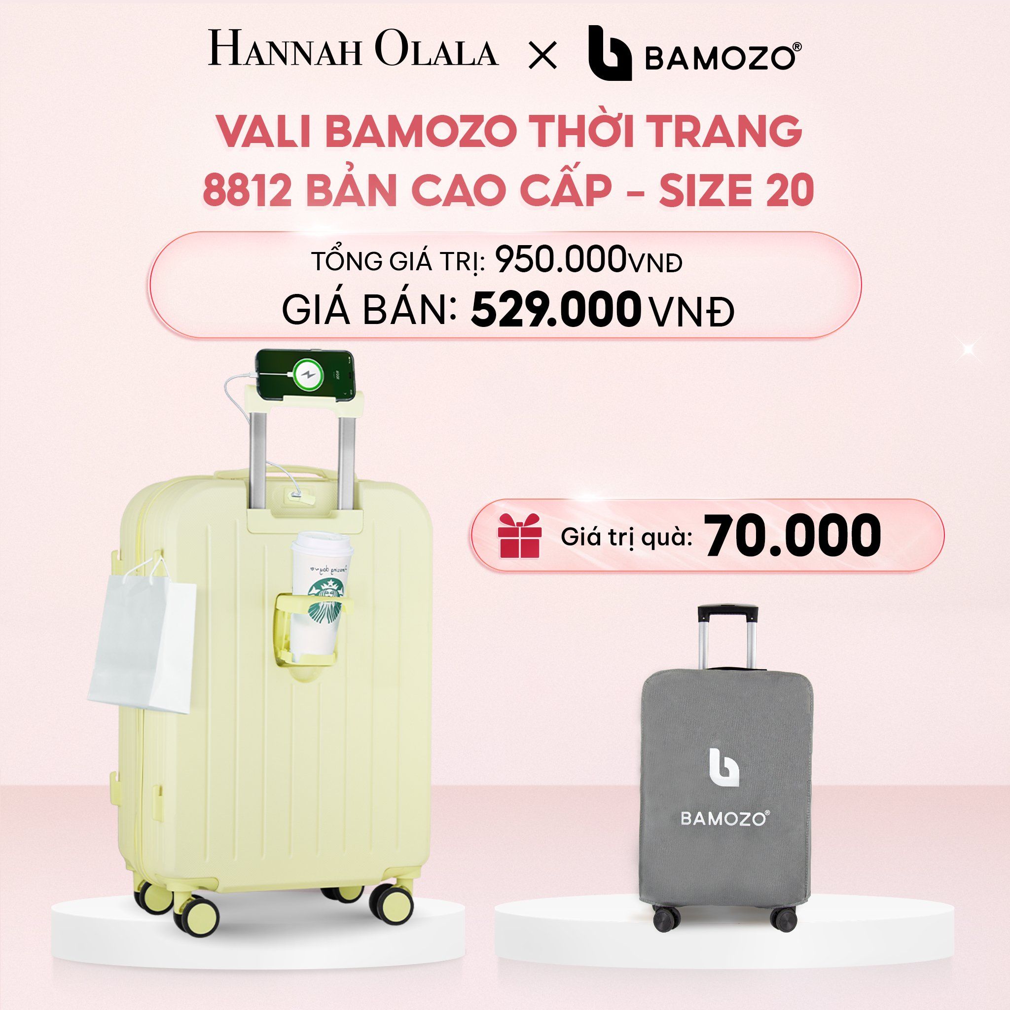 E40_DEAL 3: VALI BAMOZO 8812 CAO CẤP (TẶNG BỌC VALI)
