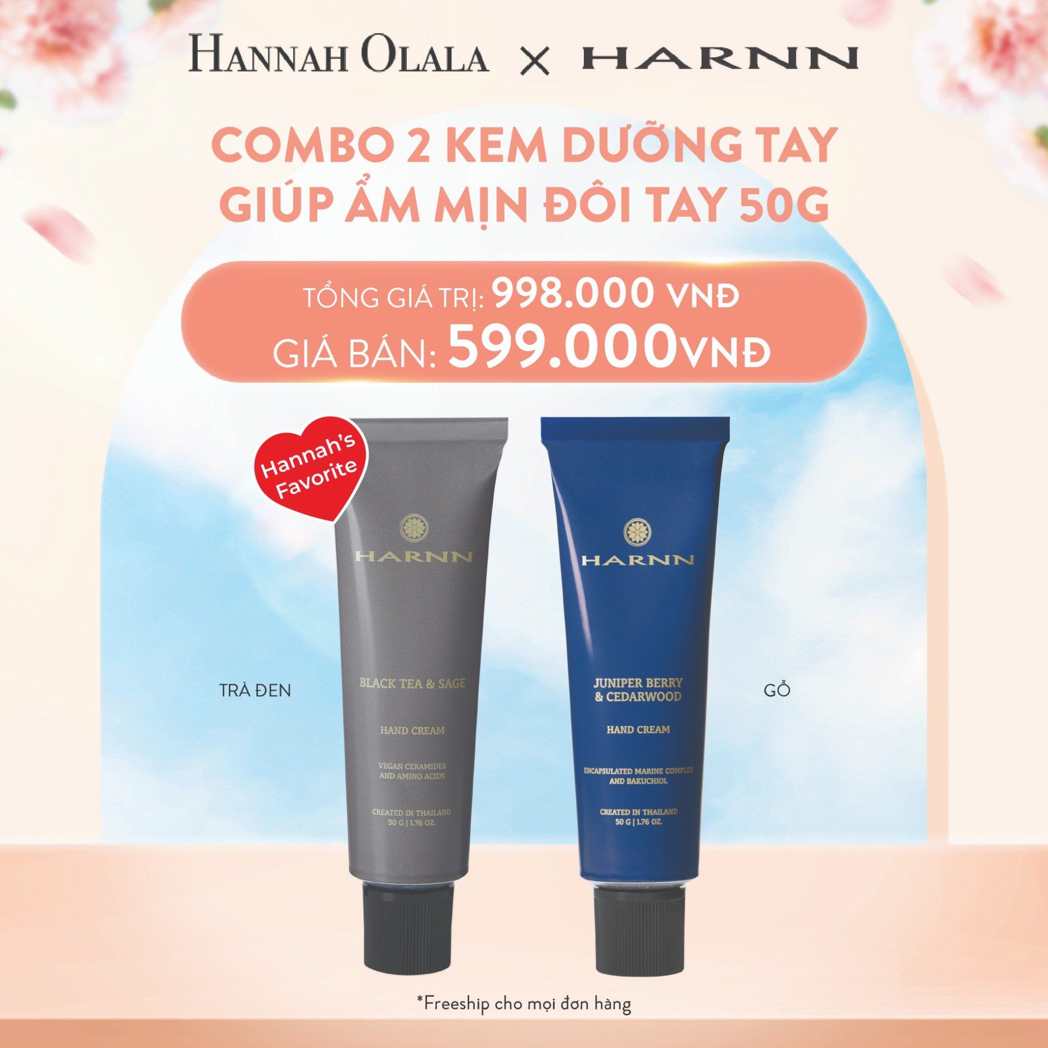 A342_DEAL 3: COMBO 2 KEM DƯỠNG TAY HARNN GIÚP ẨM MỊN ĐÔI TAY 50G