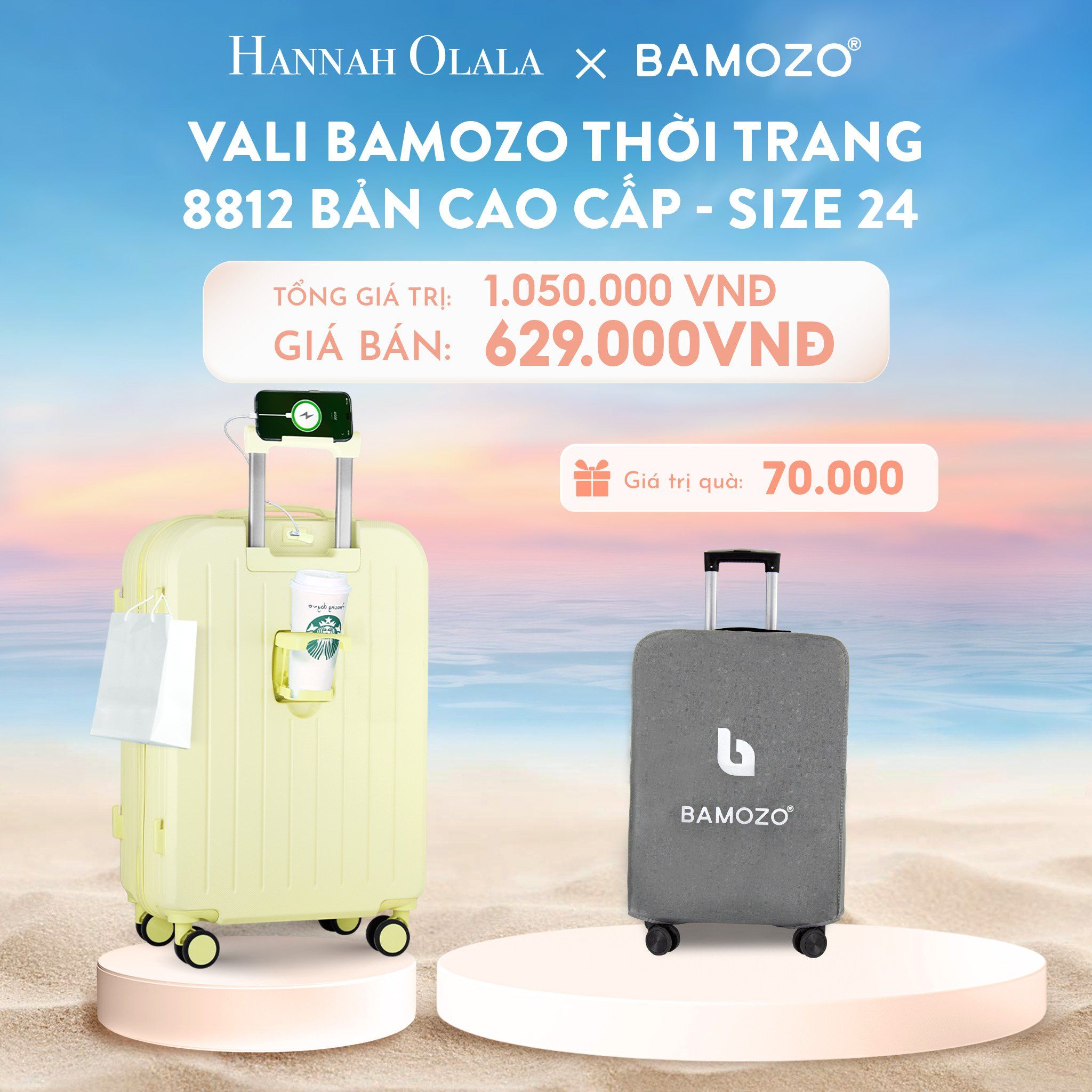 C941_DEAL 3: VALI BAMOZO 8812 CAO CẤP (TẶNG BỌC VALI)