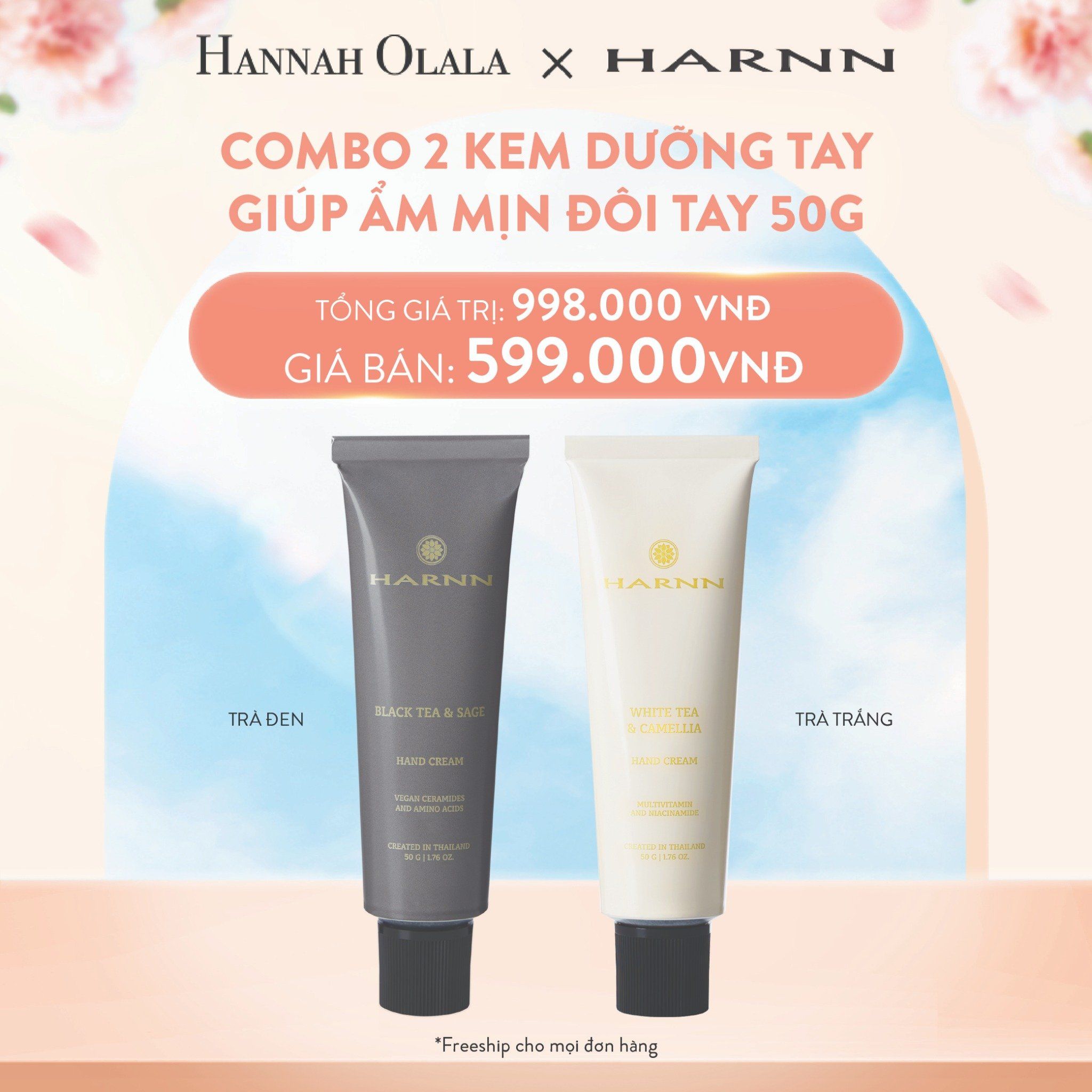 A342_DEAL 3: COMBO 2 KEM DƯỠNG TAY HARNN GIÚP ẨM MỊN ĐÔI TAY 50G