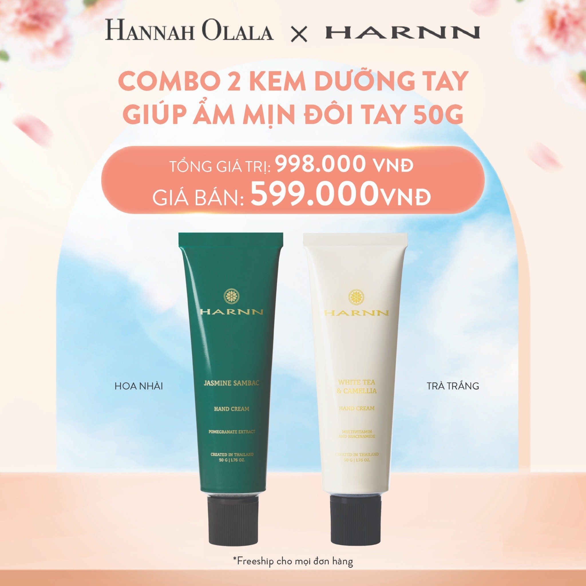A342_DEAL 3: COMBO 2 KEM DƯỠNG TAY HARNN GIÚP ẨM MỊN ĐÔI TAY 50G