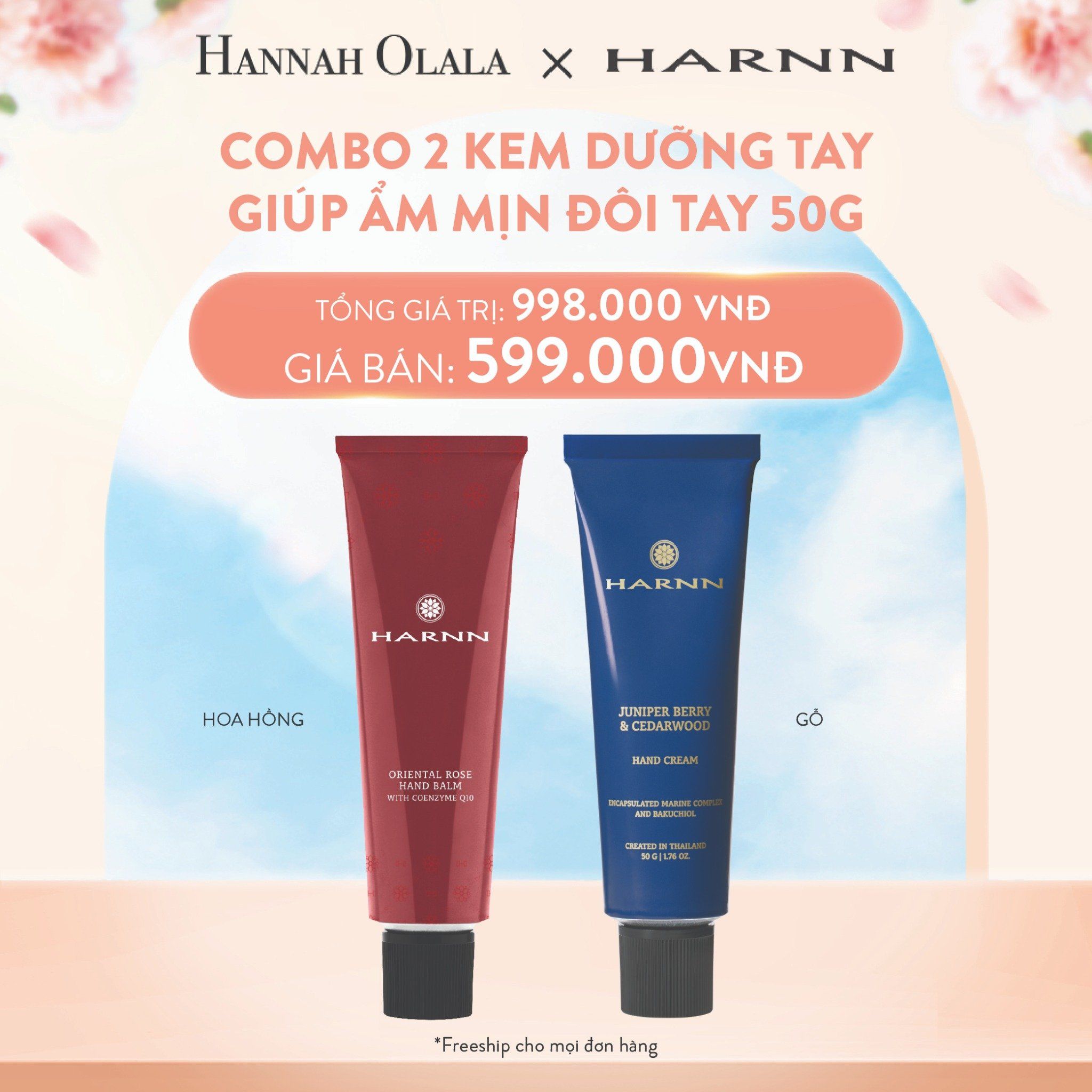 A342_DEAL 3: COMBO 2 KEM DƯỠNG TAY HARNN GIÚP ẨM MỊN ĐÔI TAY 50G