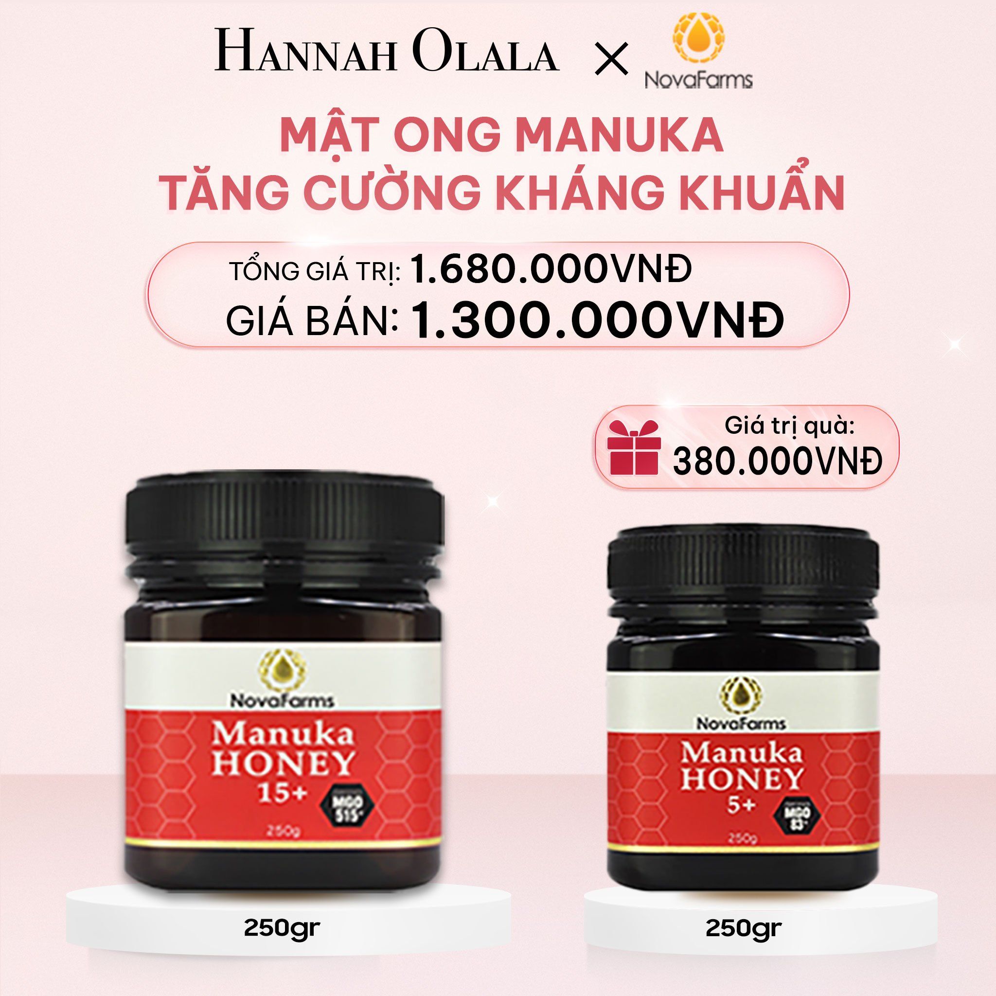 E1025_DEAL 3: BỘ ĐÔI MẬT ONG MANUKA NOVAFARM- TĂNG CƯỜNG KHÁNG KHUẨN