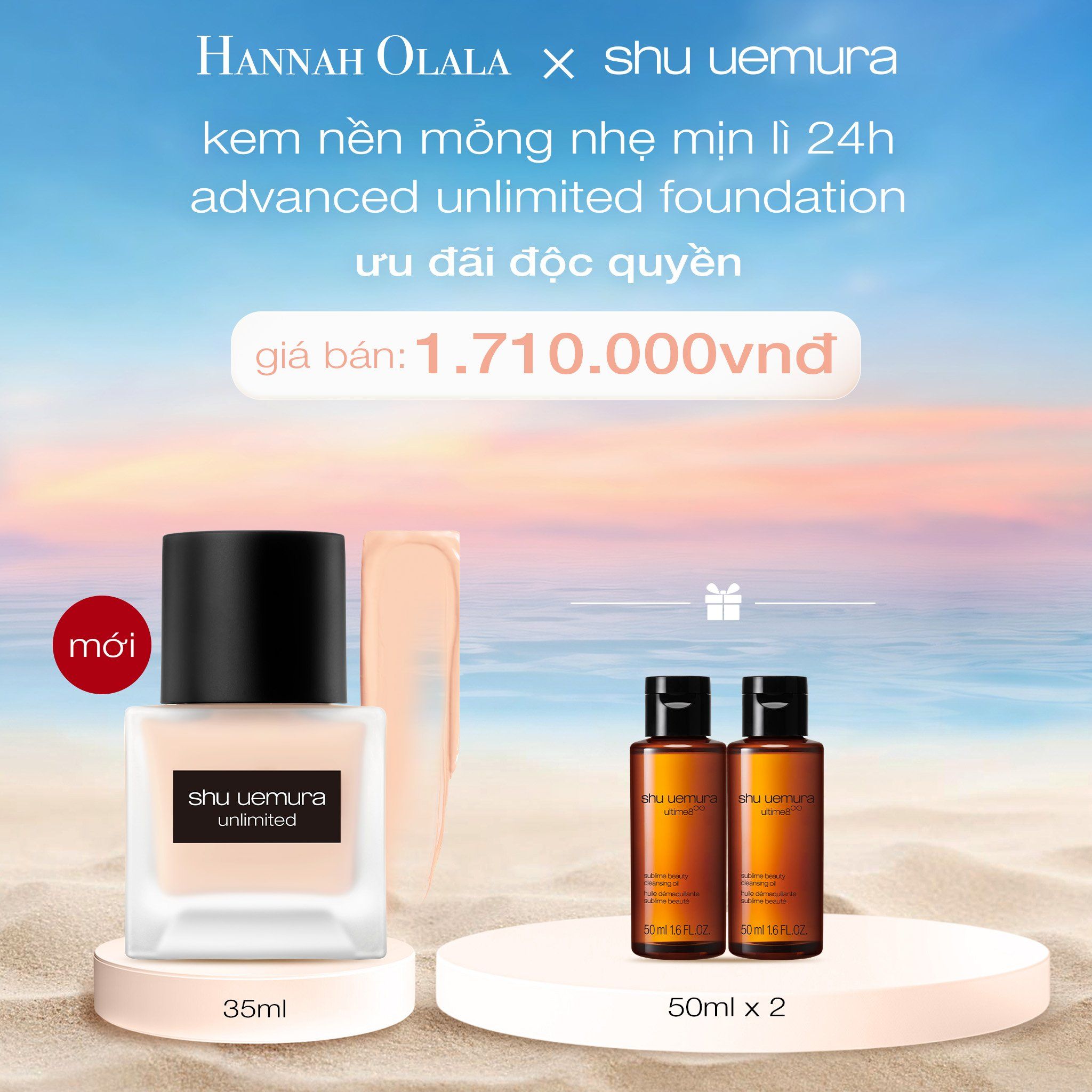 C462_DEAL 8 : KEM NỀN MỊN LÌ MỎNG NHẸ BỀN MÀU 24H SHU UEMURA ADVANCED UNLIMITED BREATHABLE LASTING FOUNDATION