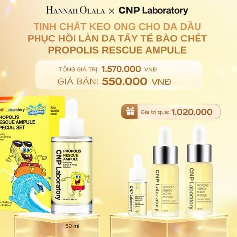 DEAL 49: BỘ TINH CHẤT KEO ONG CHO DA DẦU PHỤC HỒI LÀN DA TẨY TẾ BÀO CHẾT CNP PROPOLIS RESCUE AMPULE 50ML + 5ML