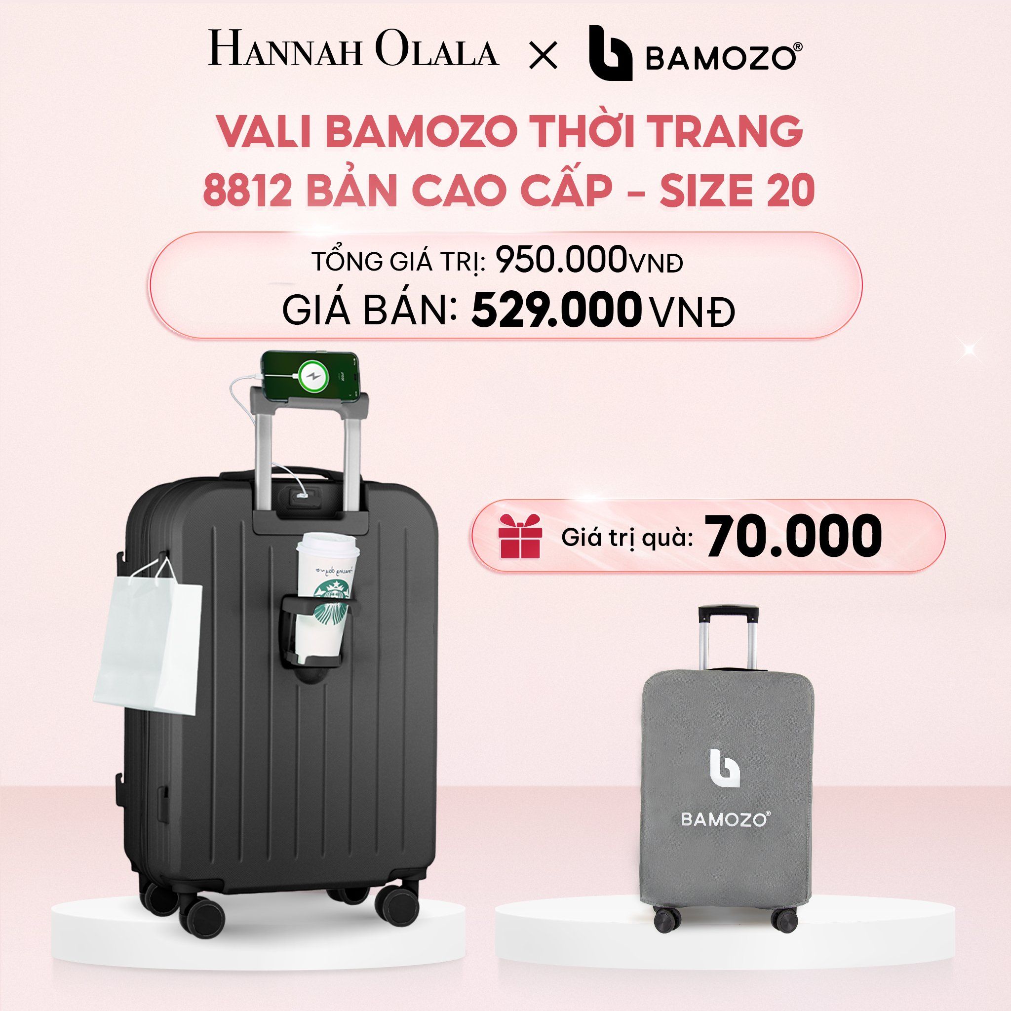 E40_DEAL 3: VALI BAMOZO 8812 CAO CẤP (TẶNG BỌC VALI)
