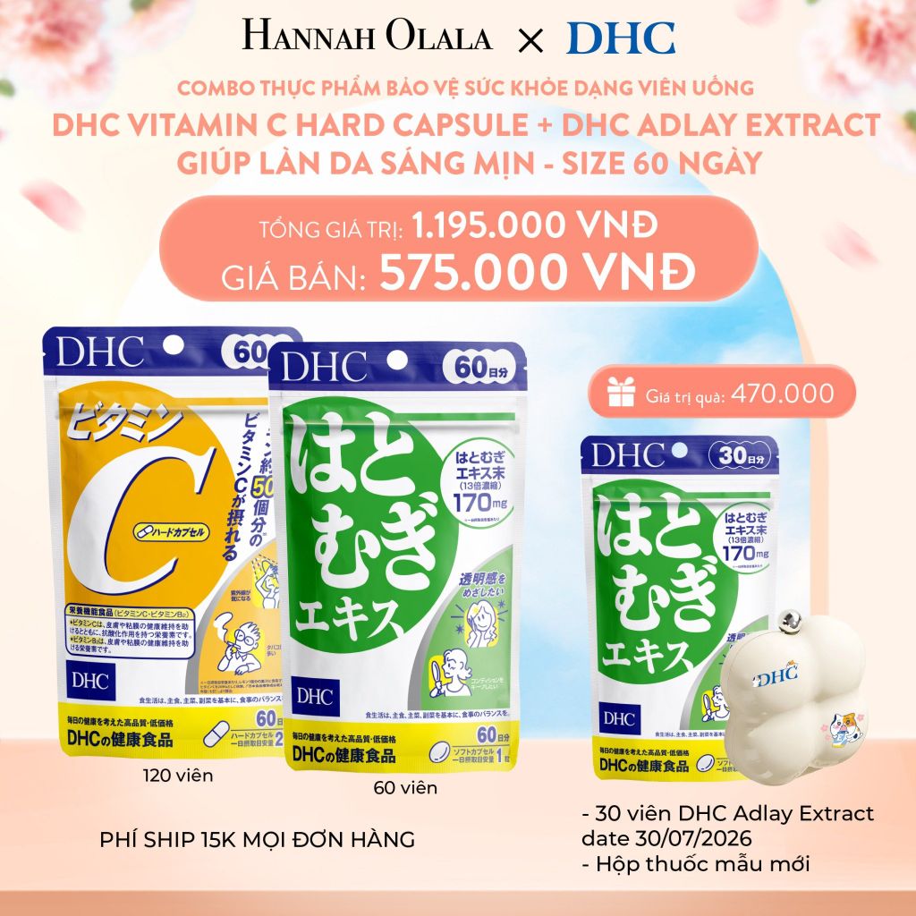 A231_DEAL 4: COMBO THỰC PHẨM BẢO VỆ SỨC KHỎE DẠNG VIÊN UỐNG DHC VITAMIN C HARD CAPSULE + DHC ADLAY EXTRACT GIÚP LÀN DA SÁNG MỊN - SIZE 60 NGÀY