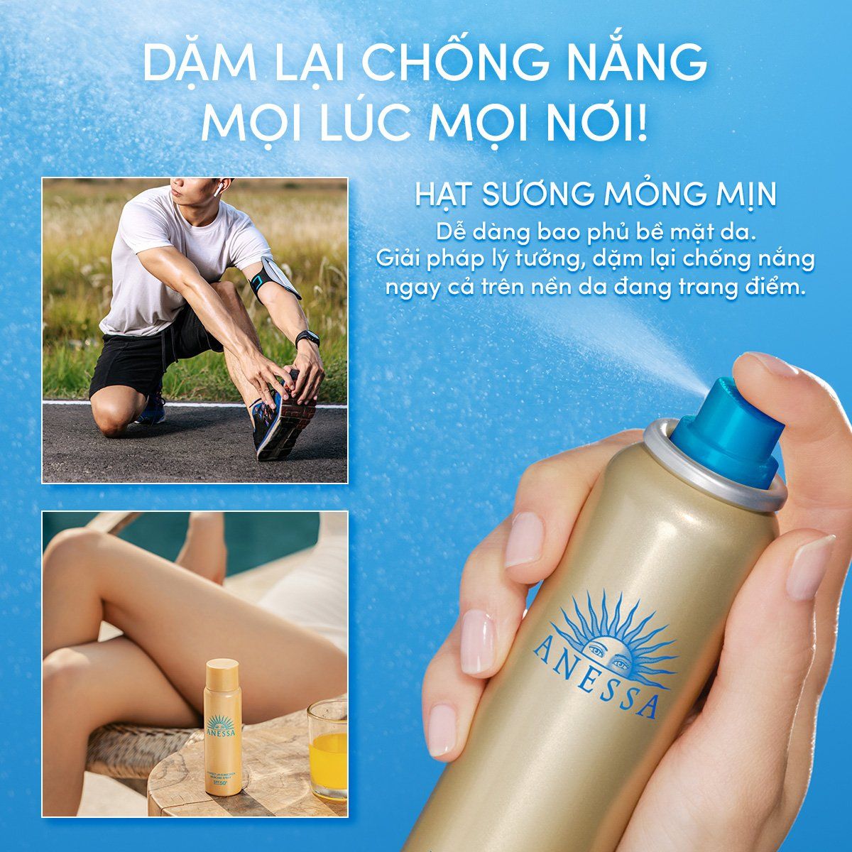 DEAL 4: COMBO SỮA CHỐNG NẮNG KIỀM DẦU & XỊT CHỐNG NẮNG BẢO VỆ CHO MẶT - TOÀN THÂN ANESSA GOLD MILK 60ML + GOLD SPRAY 60G