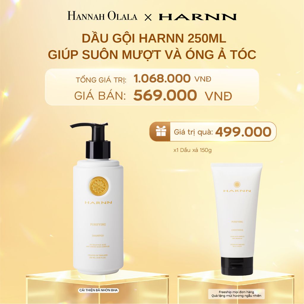 DEAL 4: DẦU GỘI HARNN 250ML GIÚP SUÔN MƯỢT VÀ ÓNG Ả TÓC