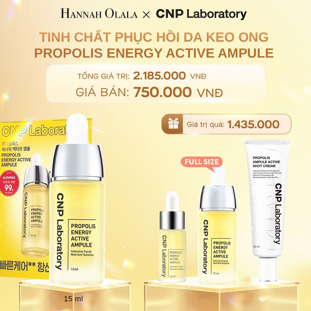 DEAL 51: SET 2 TINH CHẤT PHỤC HỒI DA KEO ONG CNP PROPOLIS ENERGY ACTIVE AMPULE SET 15ML X2