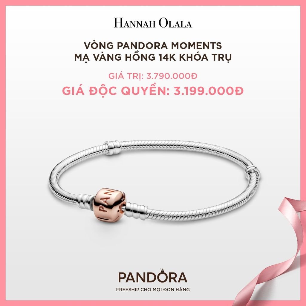 A24_DEAL 17: VÒNG PANDORA MOMENTS MẠ VÀNG HỒNG 14K KHÓA TRỤ