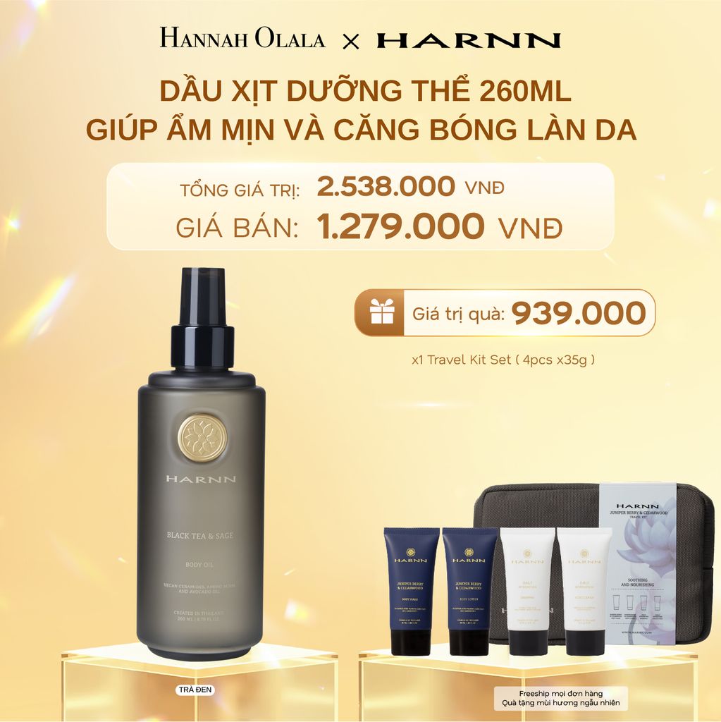 DEAL 5: DẦU XỊT DƯỠNG THỂ HARNN GIÚP ẨM MỊN VÀ CĂNG BÓNG LÀN DA 260ML