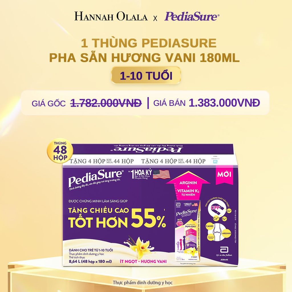 DEAL 5: 1 THÙNG PEDIASURE PHA SẴN HƯƠNG VANI 180ML