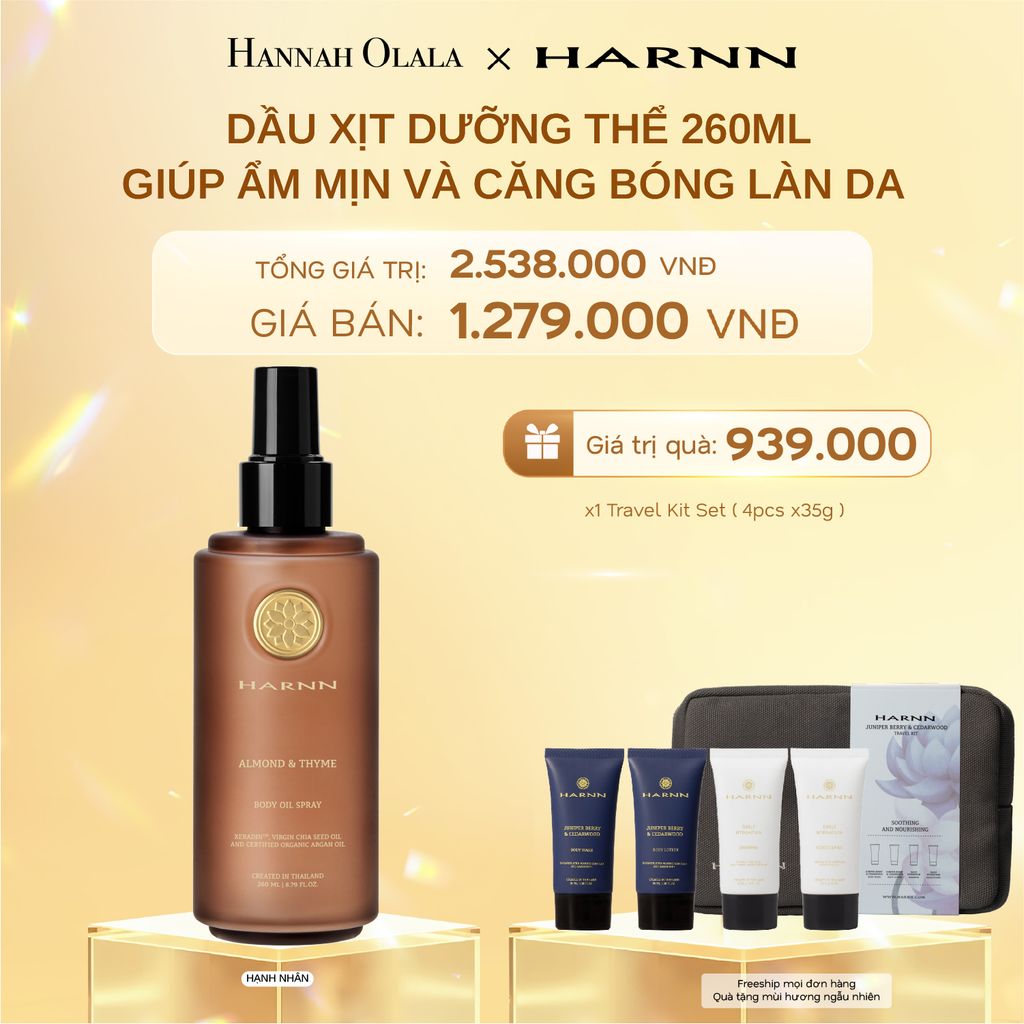 DEAL 5: DẦU XỊT DƯỠNG THỂ HARNN GIÚP ẨM MỊN VÀ CĂNG BÓNG LÀN DA 260ML