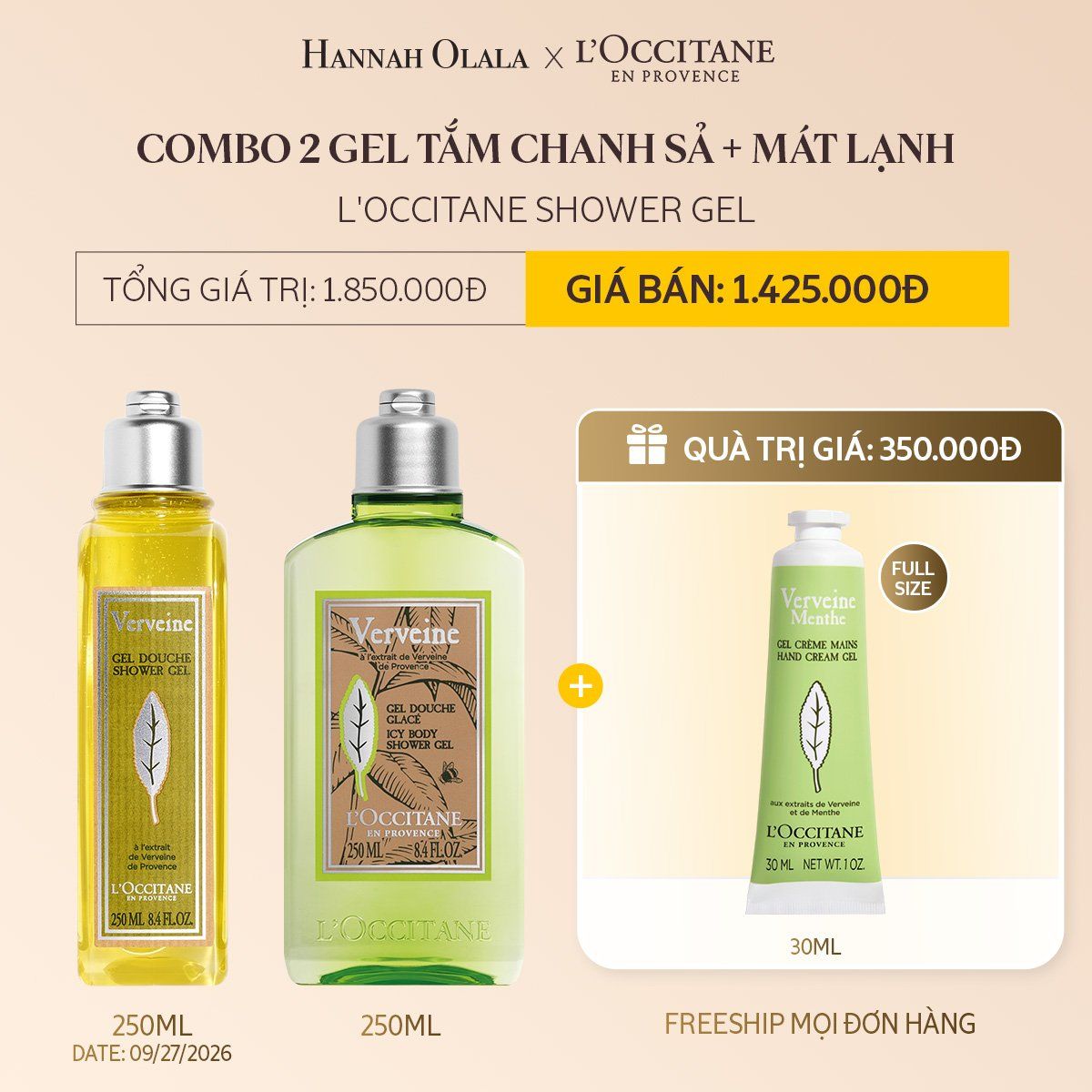 DEAL 6: COMBO 2 GEL TẮM L'OCCITANE SHOWER GEL 250ML (CHỌN PHÂN LOẠI COMBO)