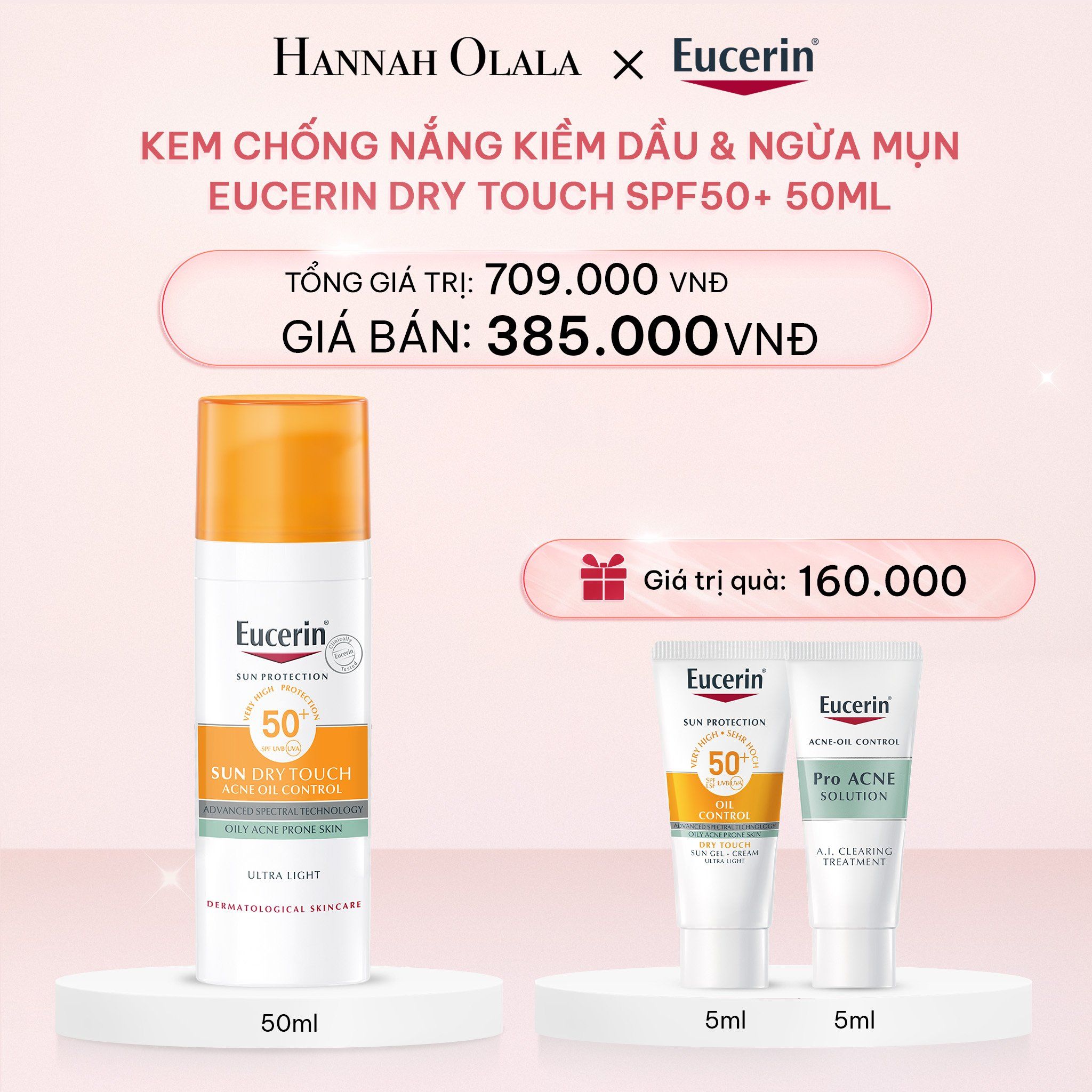 DEAL 10: KEM CHỐNG NẮNG KIỀM DẦU & NGỪA MỤN EUCERIN DRY TOUCH SPF50+ 50ML