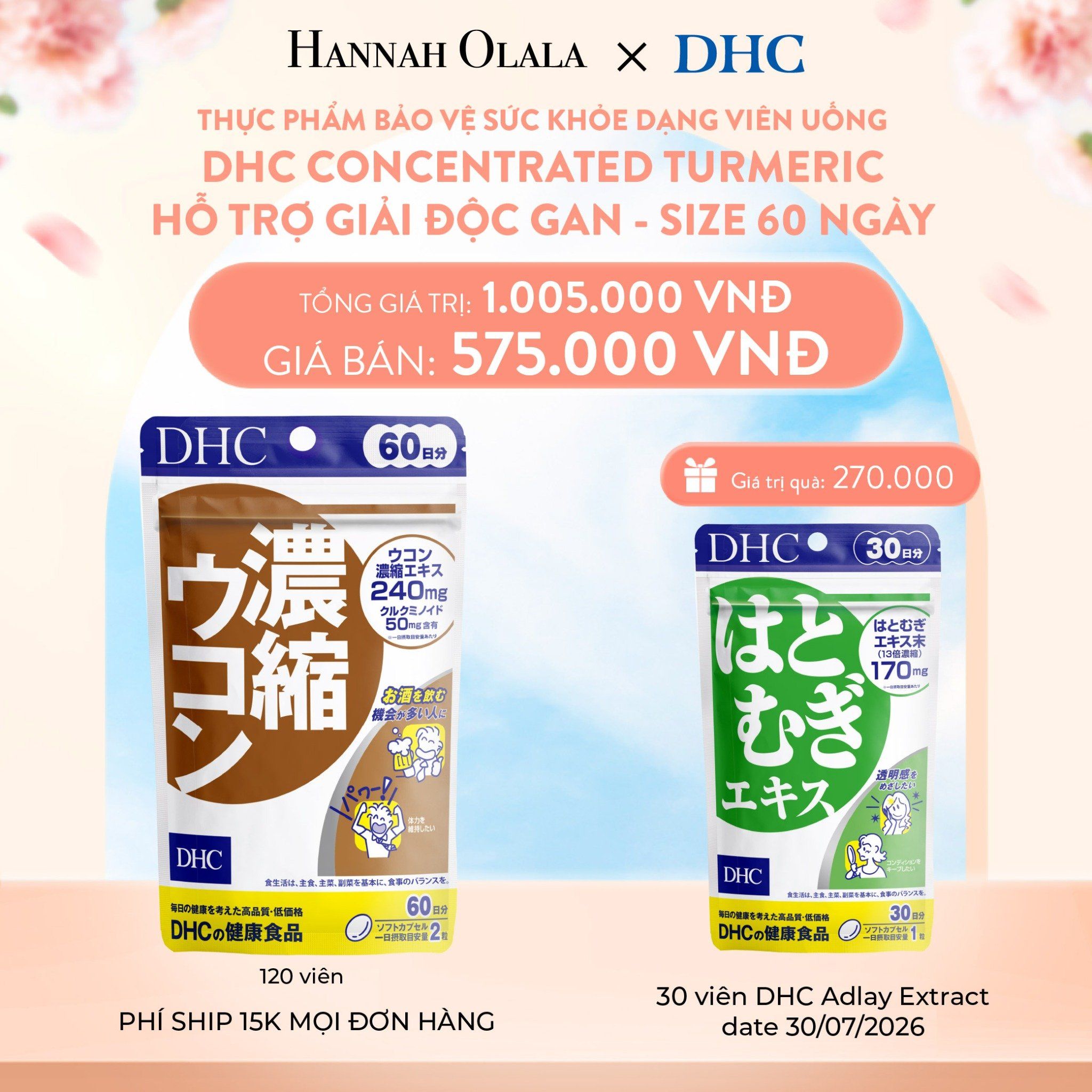 A233_DEAL 6: THỰC PHẨM BẢO VỆ SỨC KHỎE DHC CONCENTRATED TURMERIC DẠNG VIÊN UỐNG HỖ TRỢ GIẢI ĐỘC GAN - SIZE 60 NGÀY