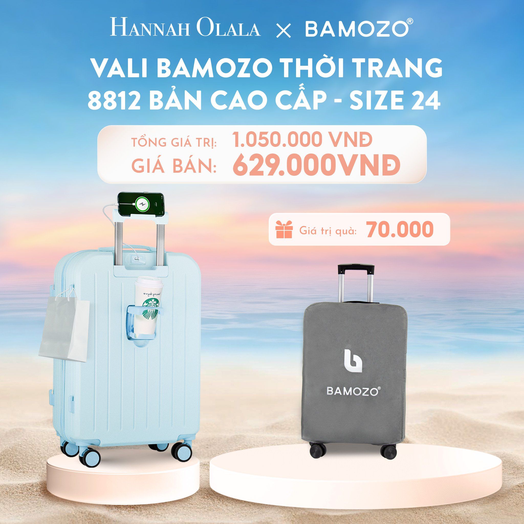 C941_DEAL 3: VALI BAMOZO 8812 CAO CẤP (TẶNG BỌC VALI)