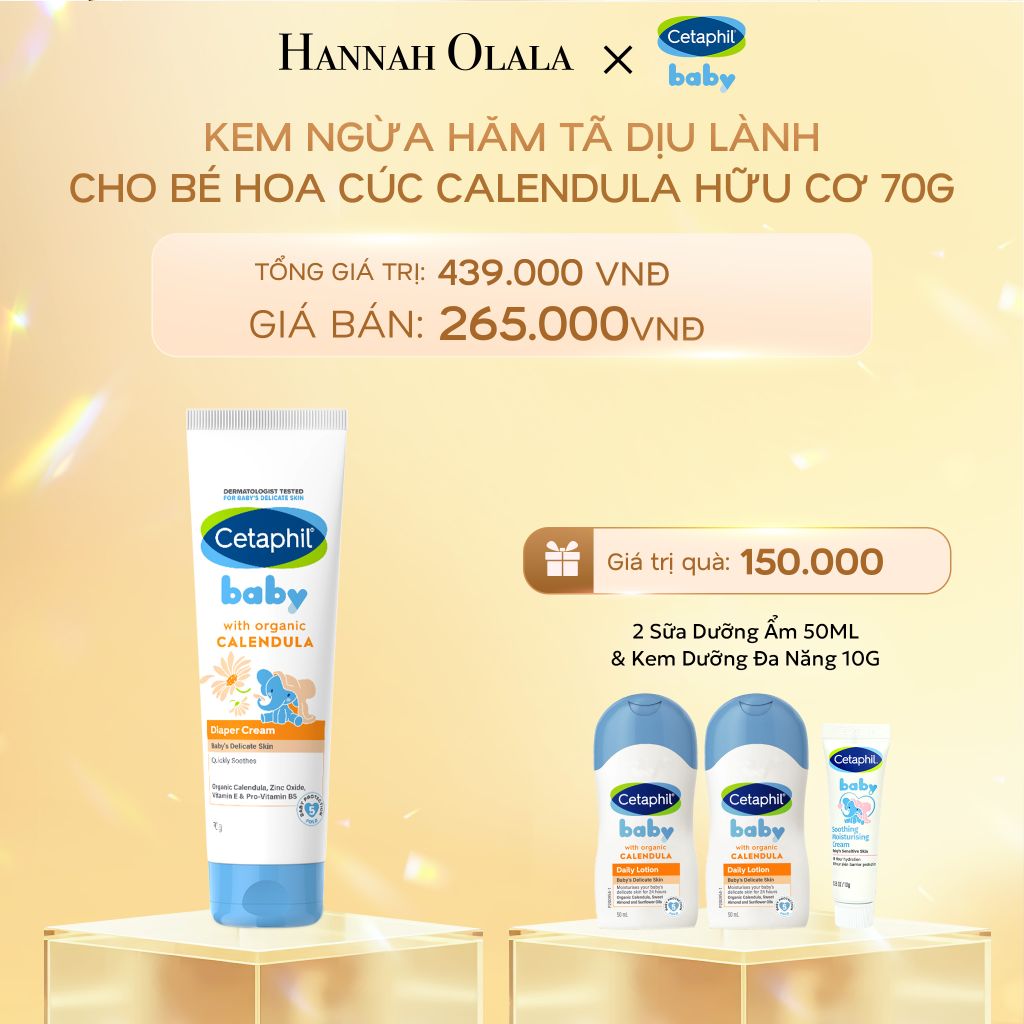 DEAL 20: KEM CHỐNG HĂM TÃ DỊU LÀNH CETAPHIL BABY DIAPER CREAM CALENDULA 70G