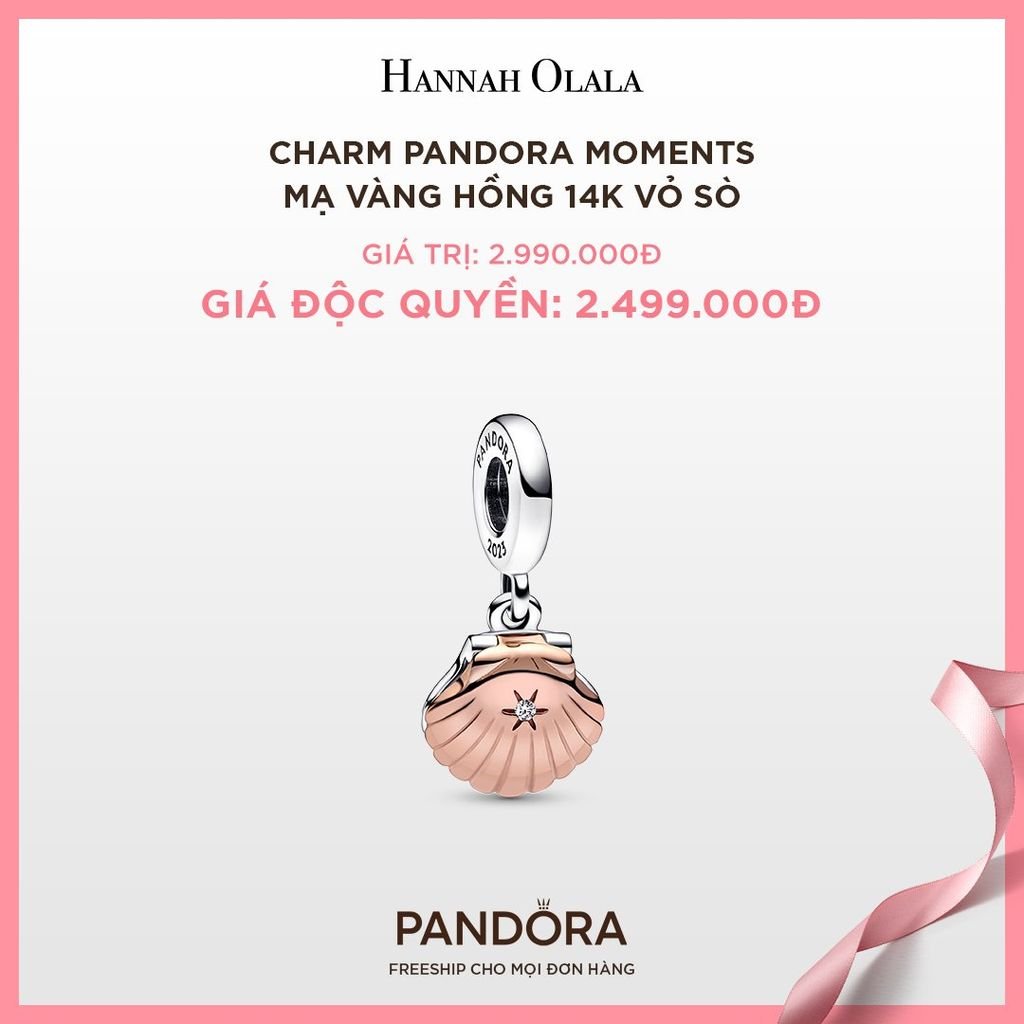 A30_DEAL 23: CHARM PANDORA MOMENTS MẠ VÀNG HỒNG 14K VỎ SÒ