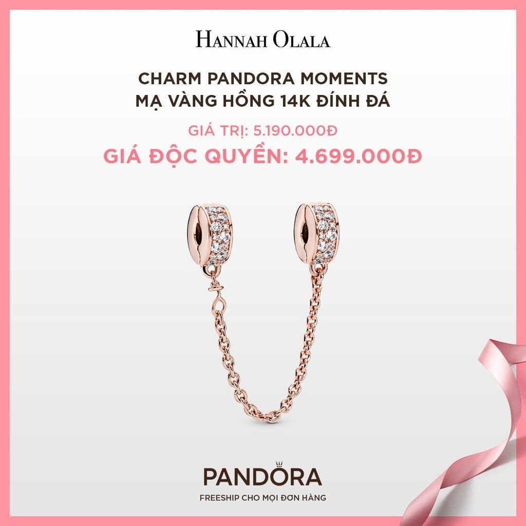 A33_DEAL 26: CHARM PANDORA MOMENTS MẠ VÀNG HỒNG 14K ĐÍNH ĐÁ