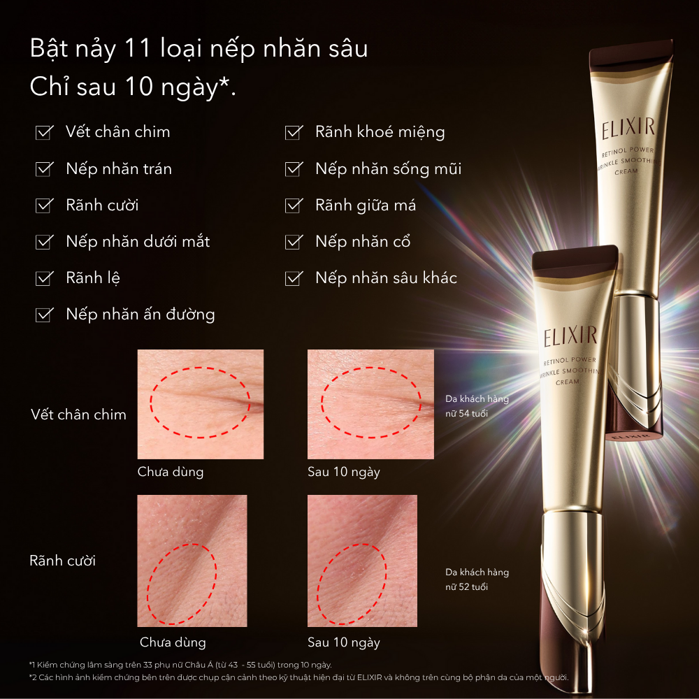 DEAL 3: FLASH DEAL - KEM DƯỠNG DA CẢI THIỆN 11 LOẠI NẾP NHĂN SÂU ELIXIR RETINOL POWER WRINKLE SMOOTHING CREAM 22G ( PHIÊN BẢN CẢI TIẾN MỚI)