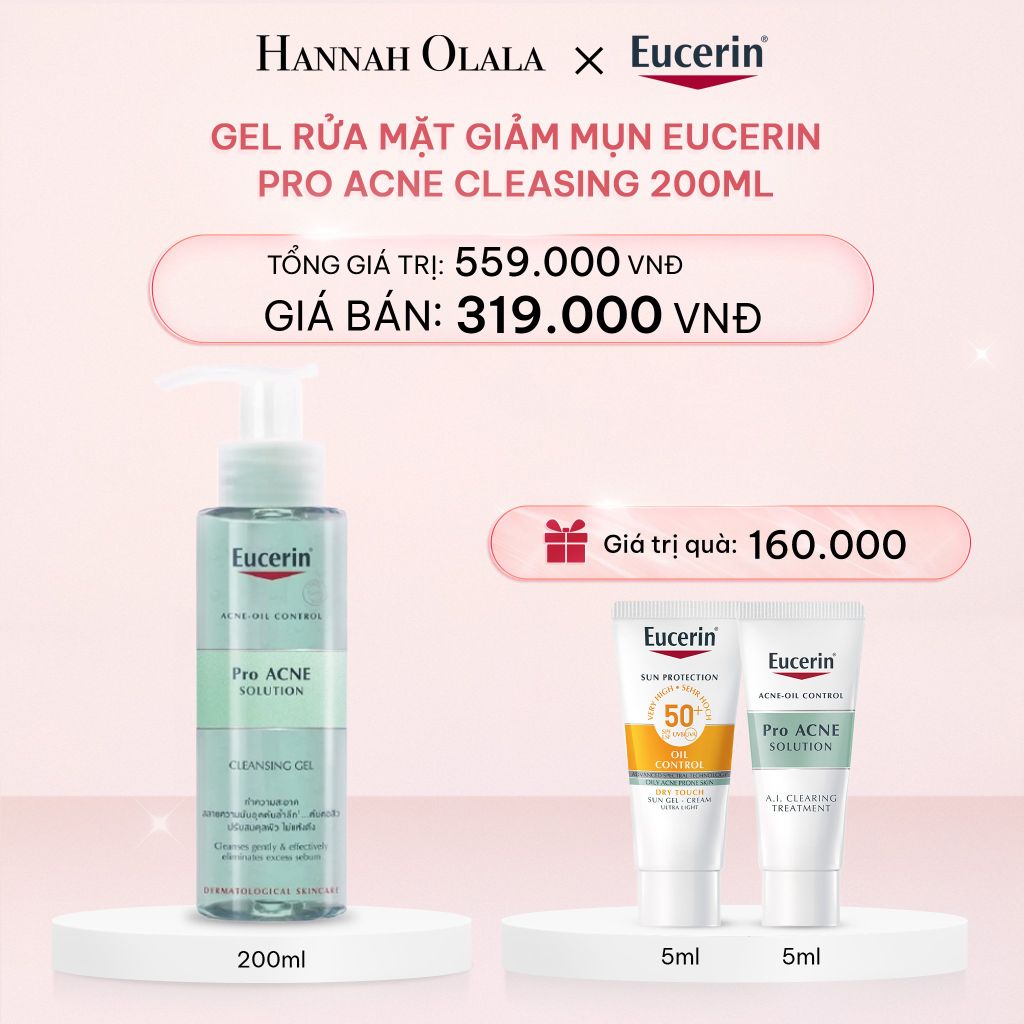 DEAL 07: GEL RỬA MẶT GIẢM MỤN EUCERIN PRO ACNE CLEASING 200ML