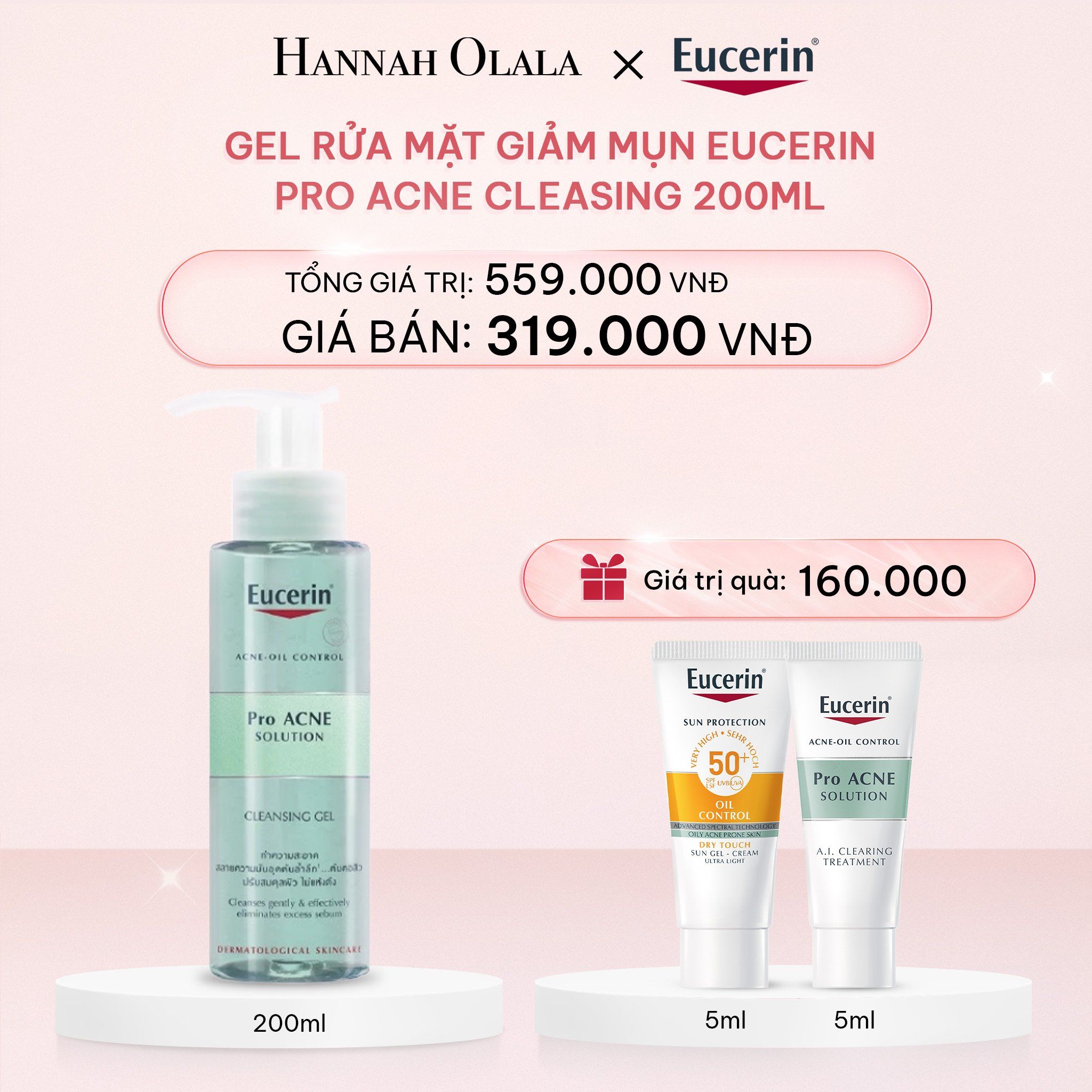 DEAL 07: GEL RỬA MẶT GIẢM MỤN EUCERIN PRO ACNE CLEASING 200ML