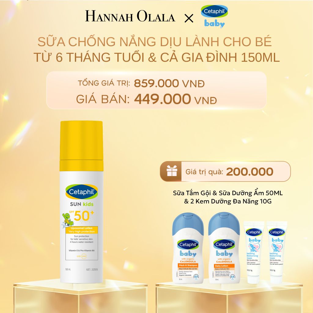DEAL 9: SỮA CHỐNG NẮNG DỊU LÀNH CHO LÀN DA NHẠY CẢM CỦA BÉ CETAPHIL BABY SUN KIDS 150ML