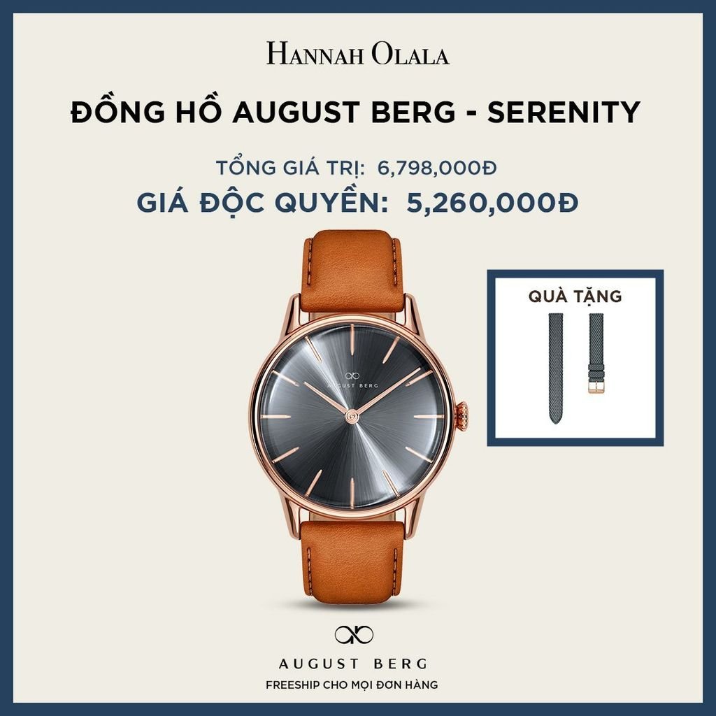 A9_DEAL 169: ĐỒNG HỒ ĐAN MẠCH AUGUST BERG - SERENITY ASH & ORCHID - DÂY DA TẶNG KÈM DÂY PERLON