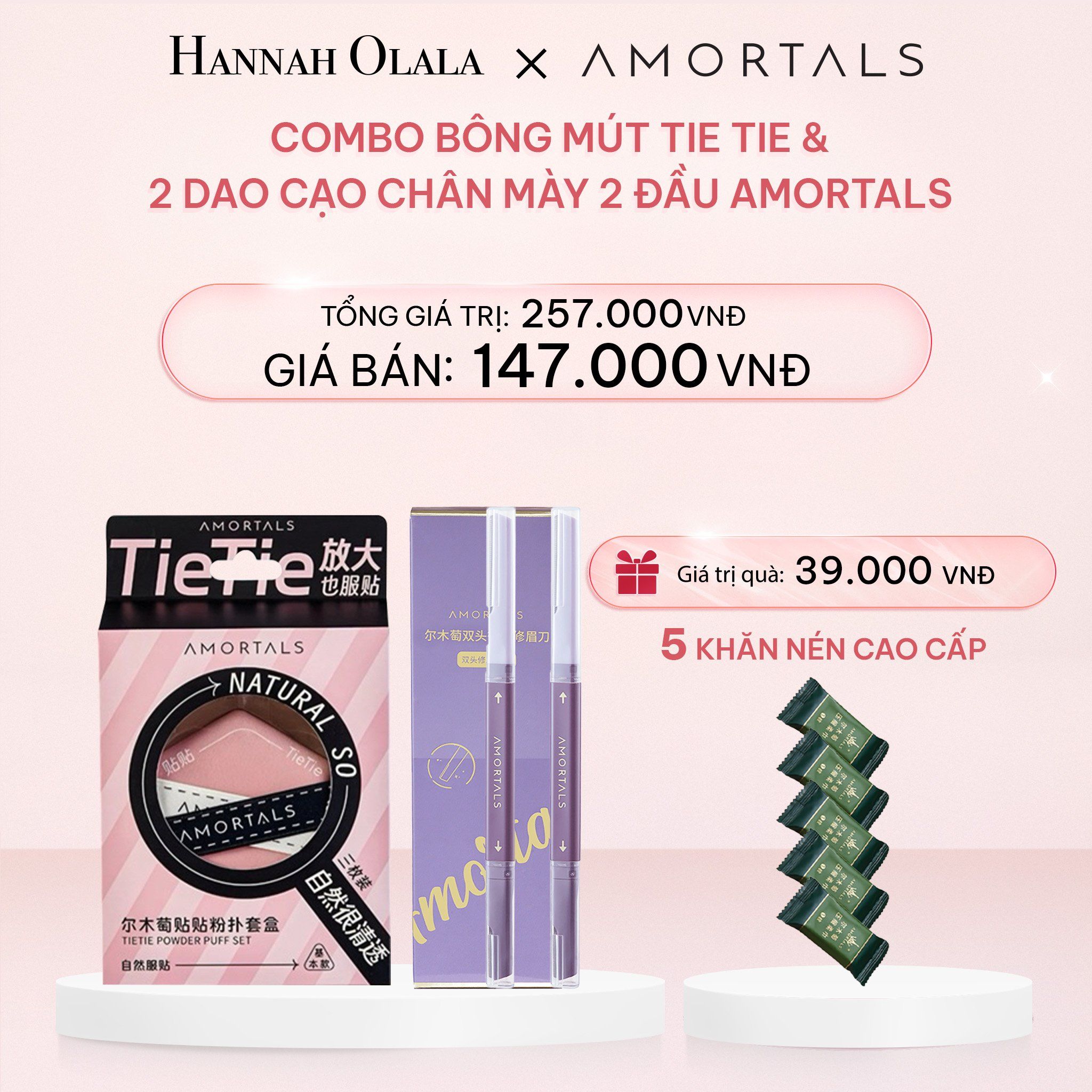 E3_DEAL 9: COMBO BÔNG MÚT TIE TIE VÀ 2 DAO CẠO CHÂN MÀY 2 ĐẦU AMORTALS