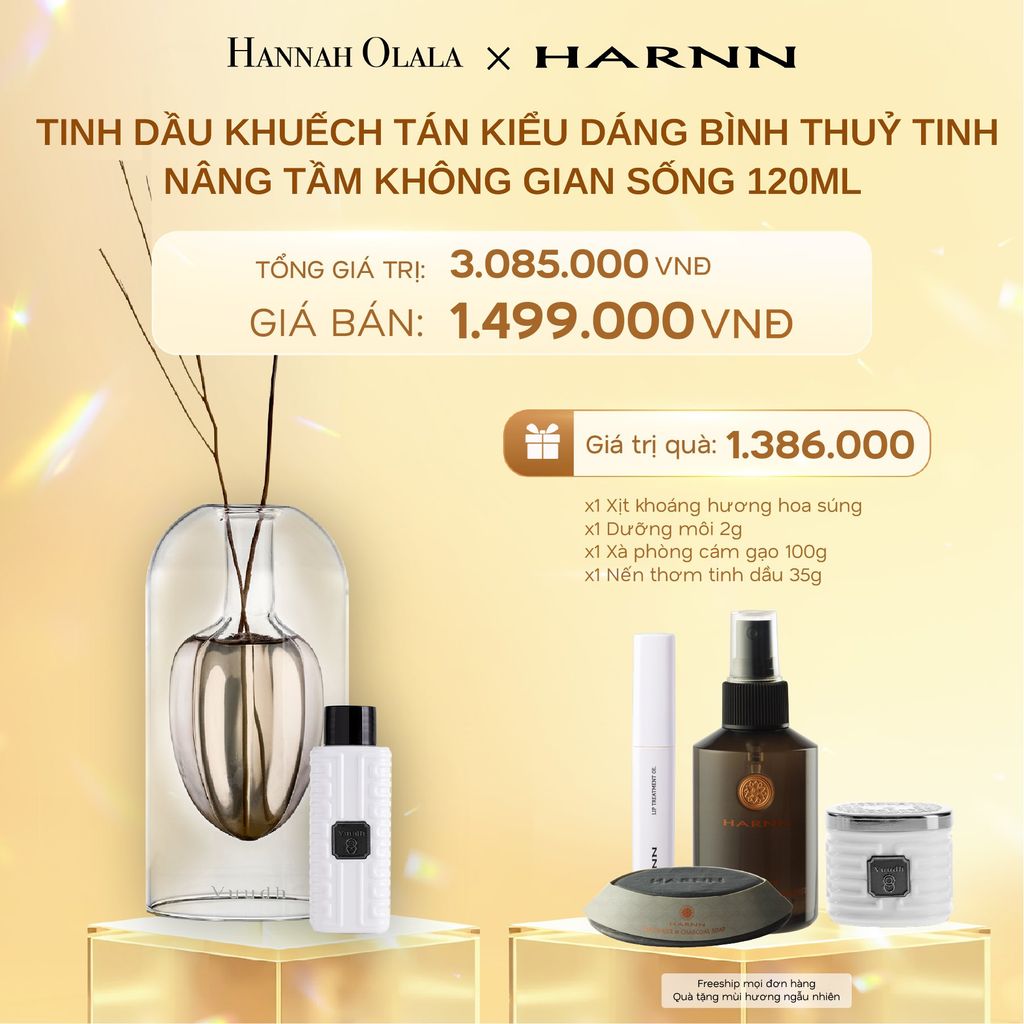 DEAL 9: TINH DẦU KHUẾCH TÁN HARNN KIỂU DÁNG BÌNH THUỶ TINH 120ML - NÂNG TẦM KHÔNG GIAN SỐNG