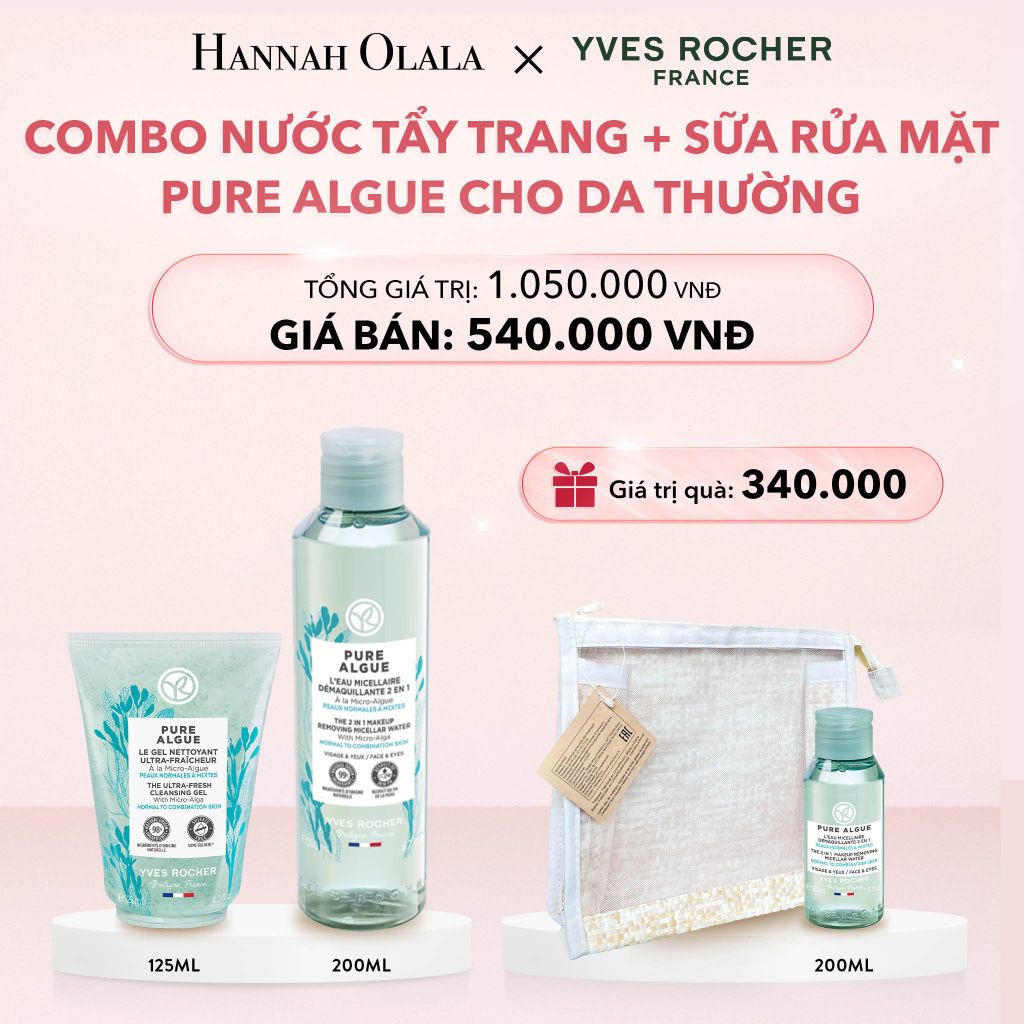E839_DEAL 9: COMBO NƯỚC TẨY TRANG + SỮA RỬA MẶT PURE ALGUE CHO DA THƯỜNG